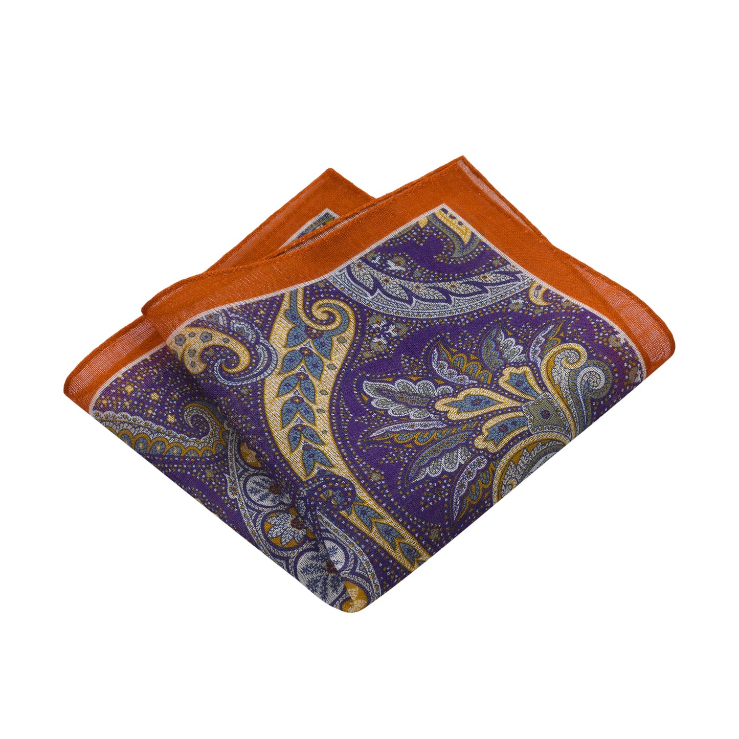 Printed Linen Pocket Square in Orange