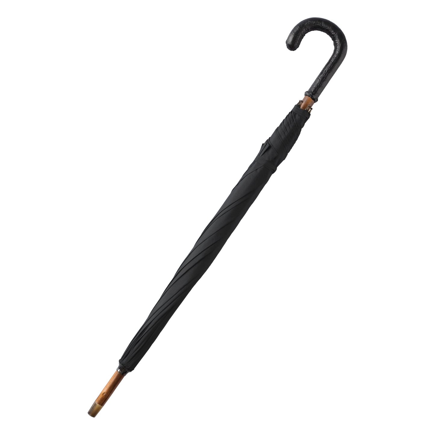 Bontoni Leather-Handle Umbrella in Black (2) - SARTALE