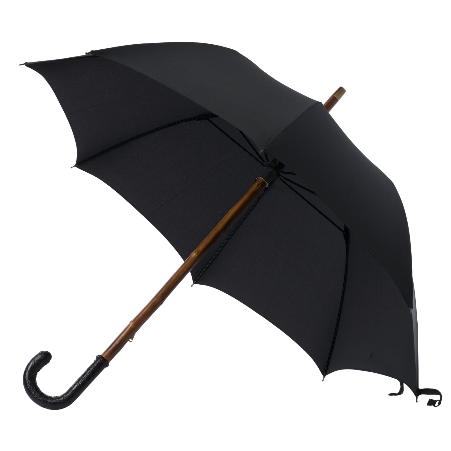 Leather-Handle Umbrella in Black