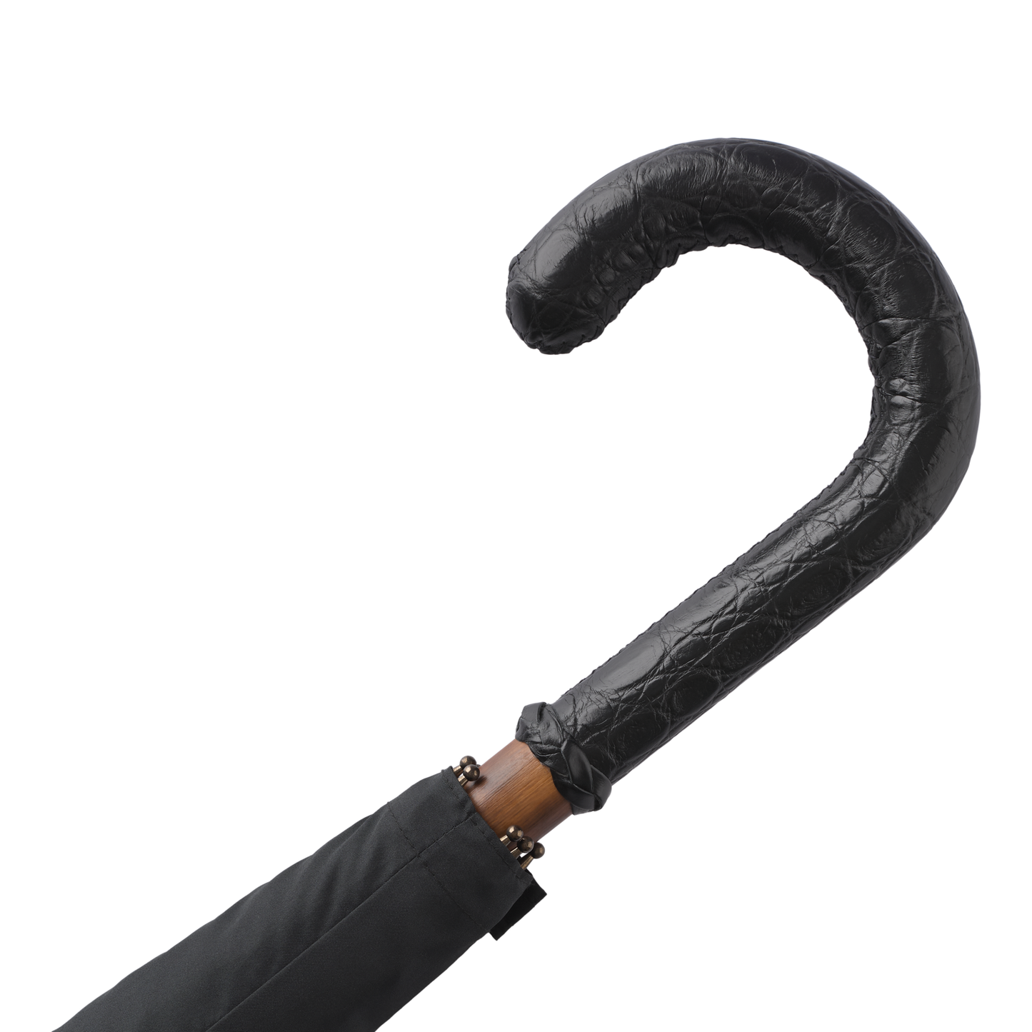 Leather-Handle Umbrella in Black