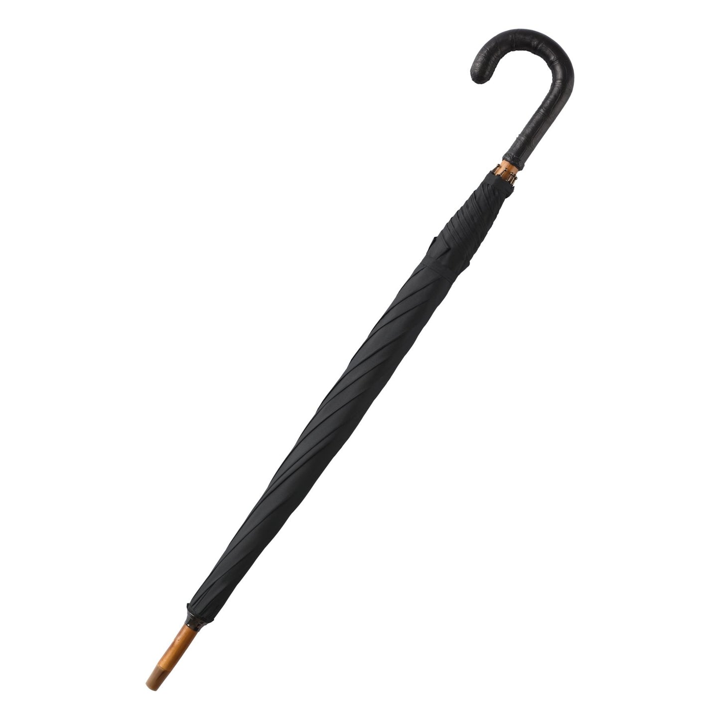 Bontoni Leather-Handle Umbrella in Black (4) - SARTALE