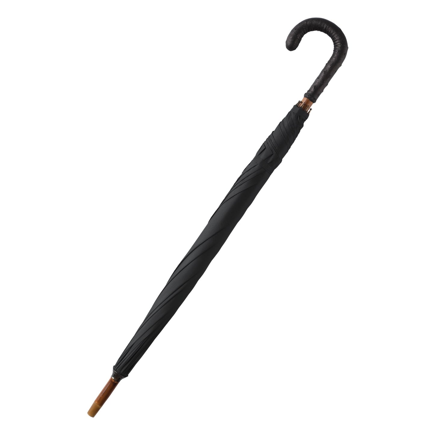 Bontoni Leather-Handle Umbrella in Black (3) - SARTALE