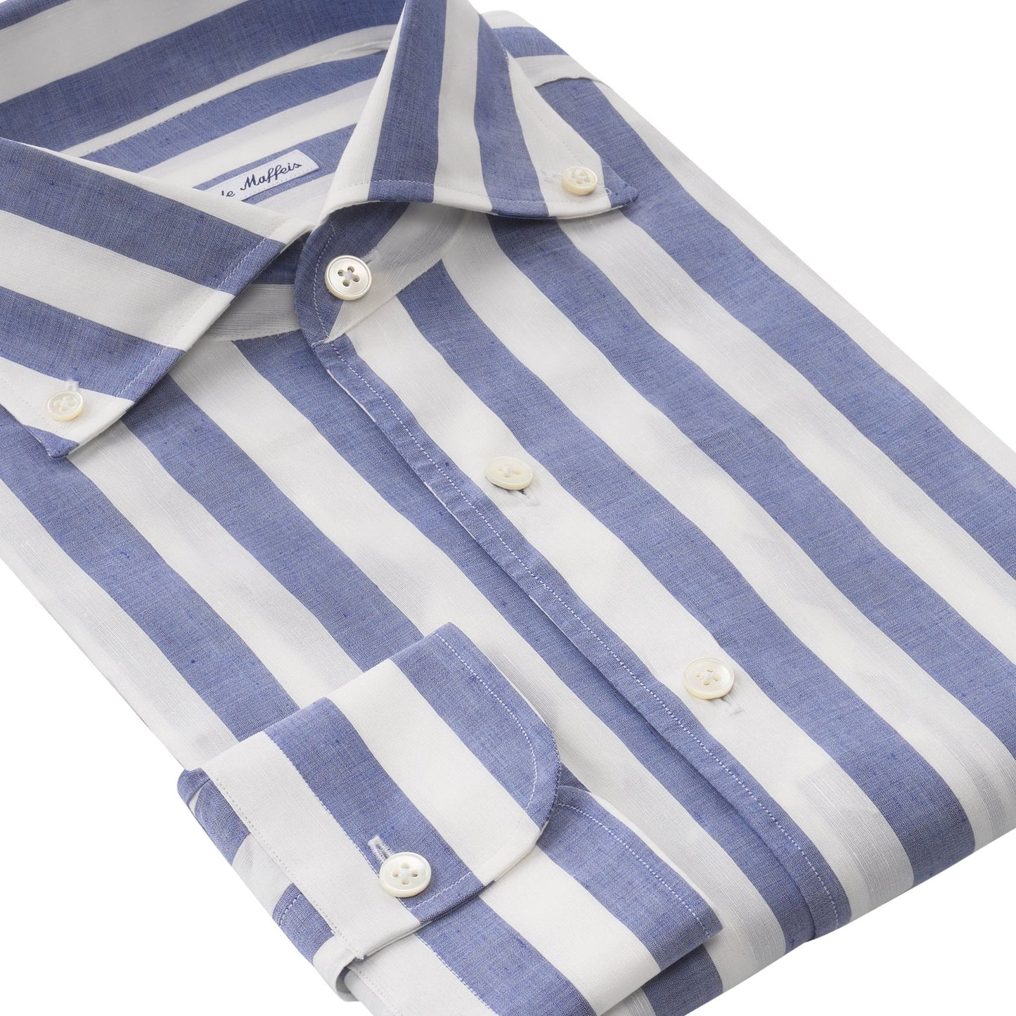 Emanuele Maffeis Linen and Cotton-Blend Striped Oxford Blue Shirt - SARTALE