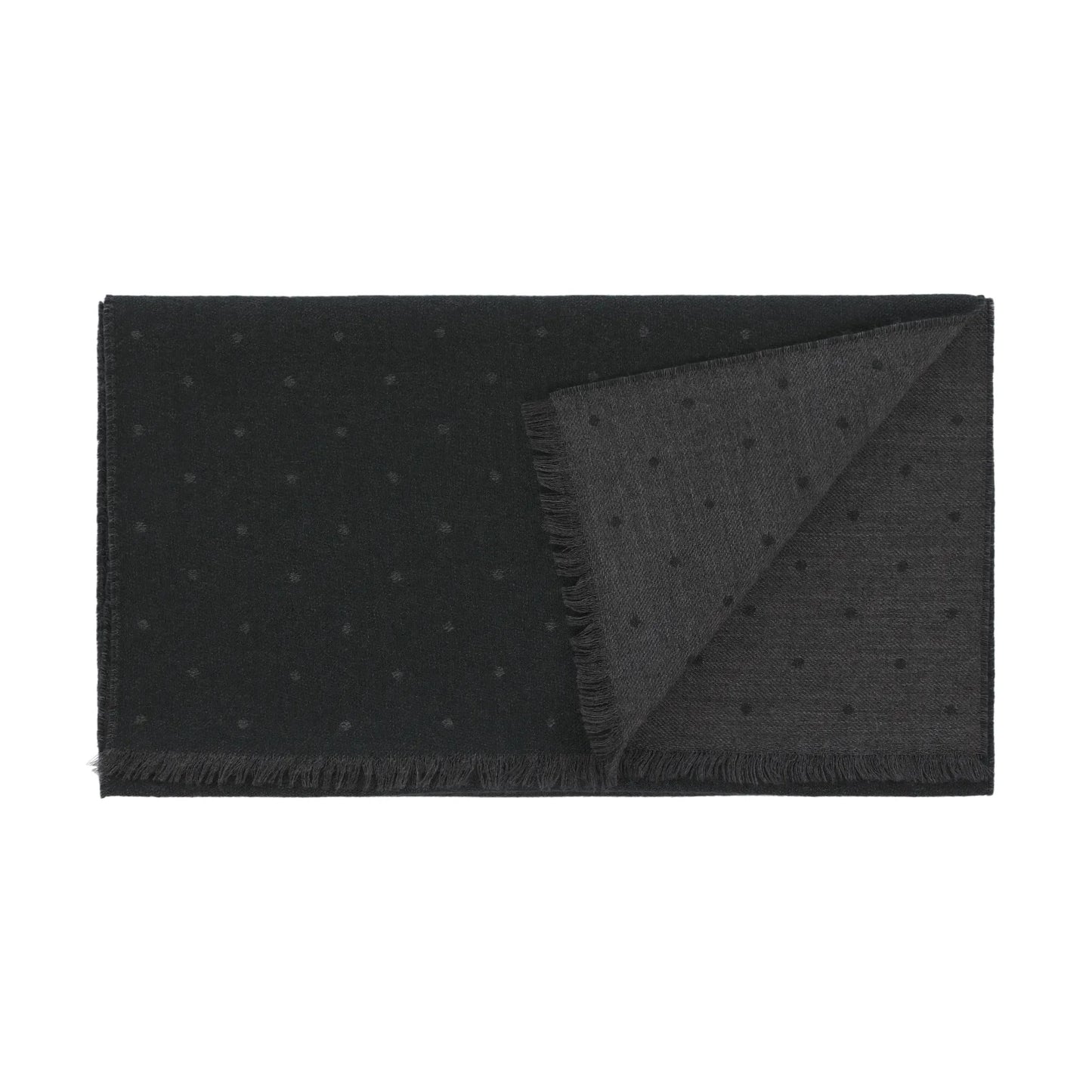 Fringed Polka Dot Cashmere-Blend Grey Scarf