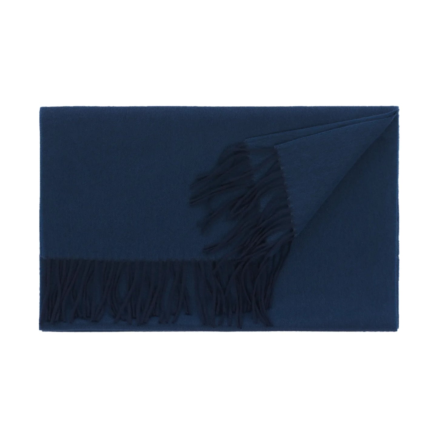 Fringed Herringbone Cashmere Blue Scarf