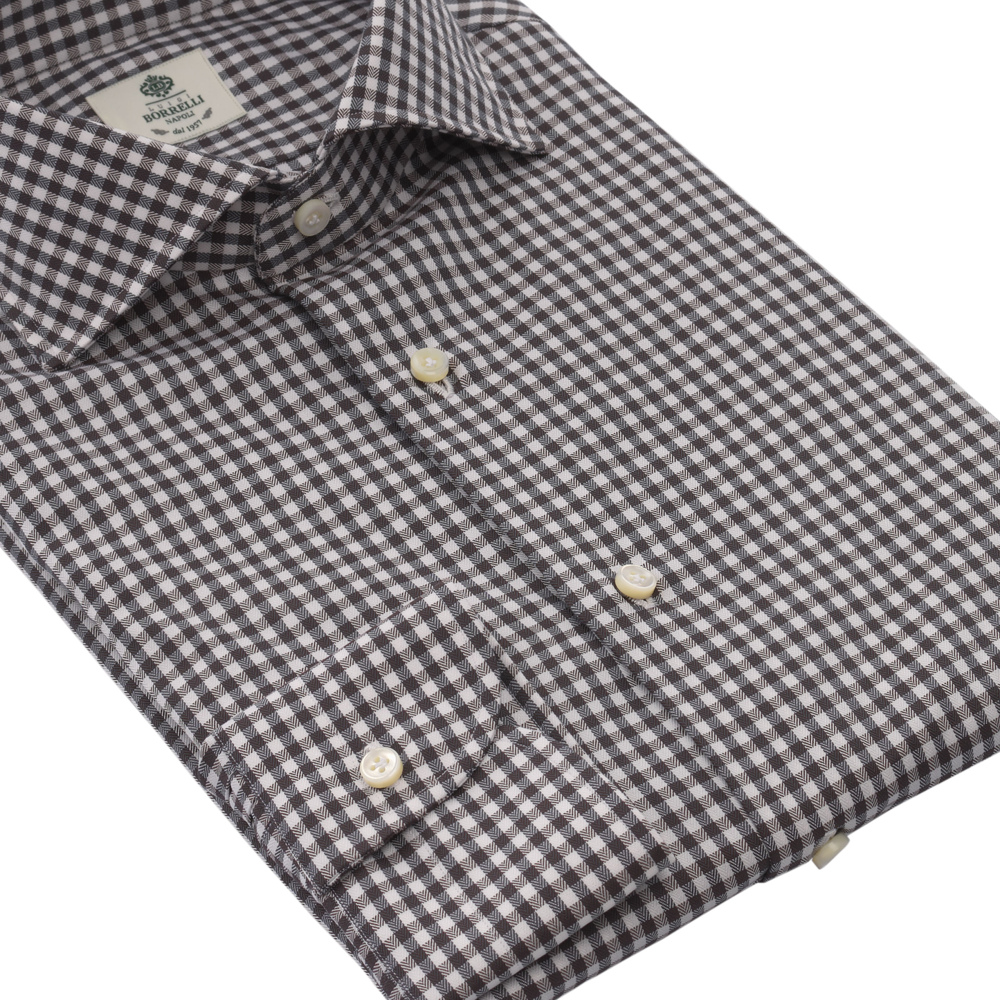 Luigi Borrelli Twill-Cotton Checked Shirt in Brown - SARTALE