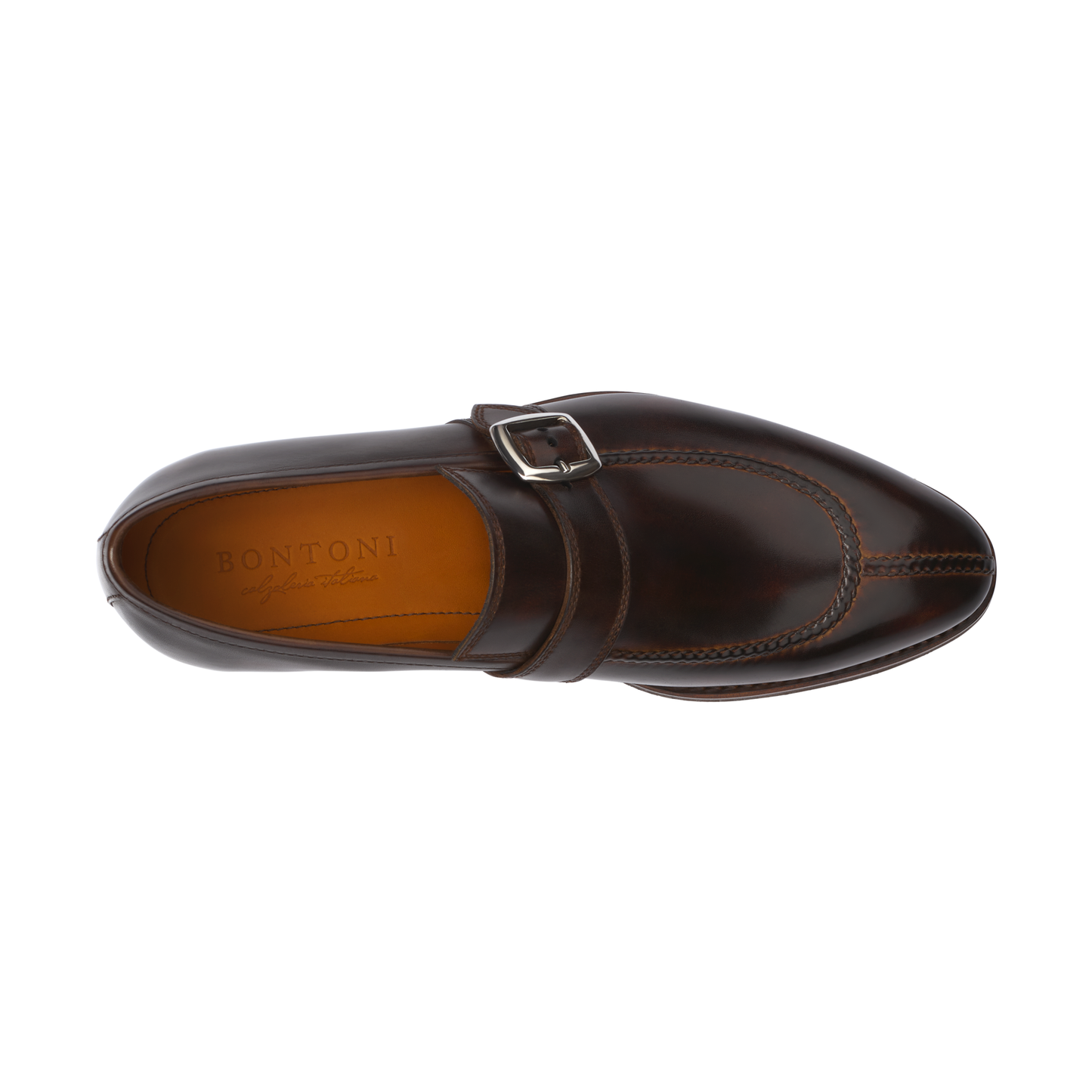 Bontoni "Magnifico Monk" Single-Monk Loafer with Hand-Stitched Split-Toe Apron Details - SARTALE