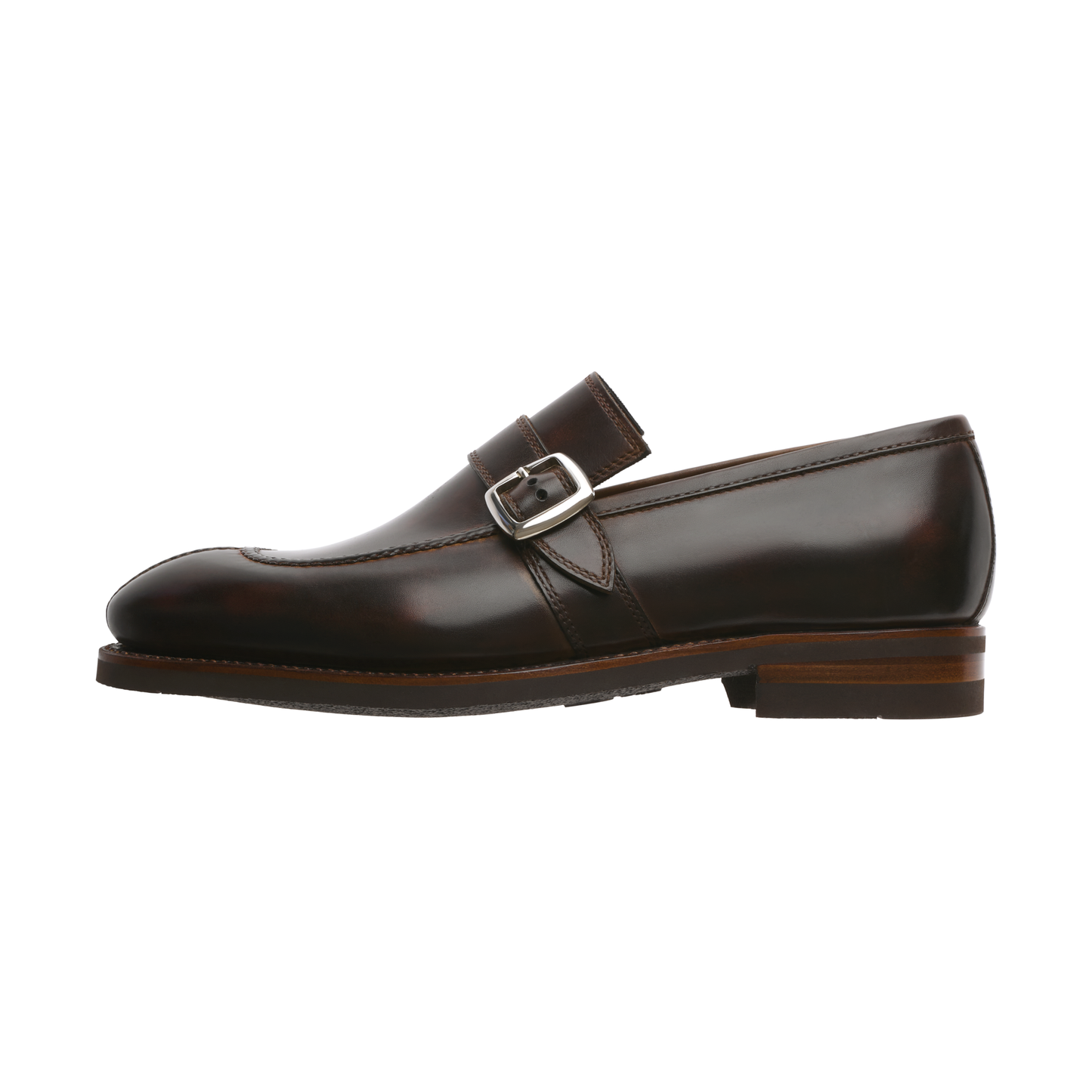 Bontoni "Magnifico Monk" Single-Monk Loafer with Hand-Stitched Split-Toe Apron Details - SARTALE