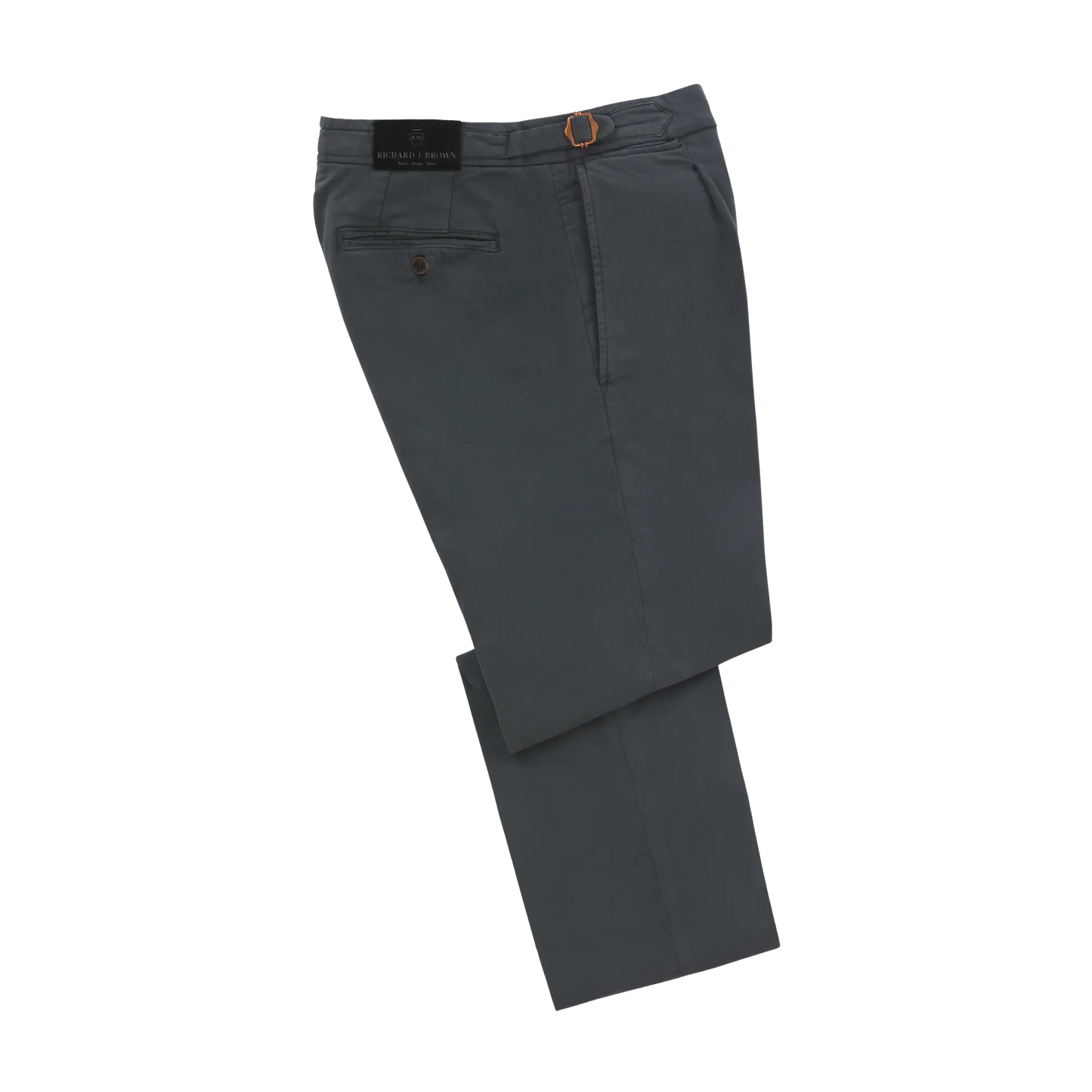 Slim-Fit Stretch-Cotton Trousers with Buckle Adjusters in Metallic Grey