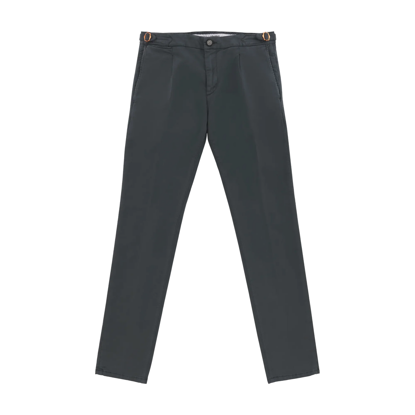Slim-Fit Stretch-Cotton Trousers with Buckle Adjusters in Metallic Grey