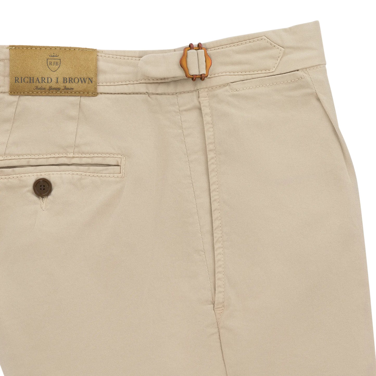 Slim-Fit Cotton Pleated Trousers in Beige