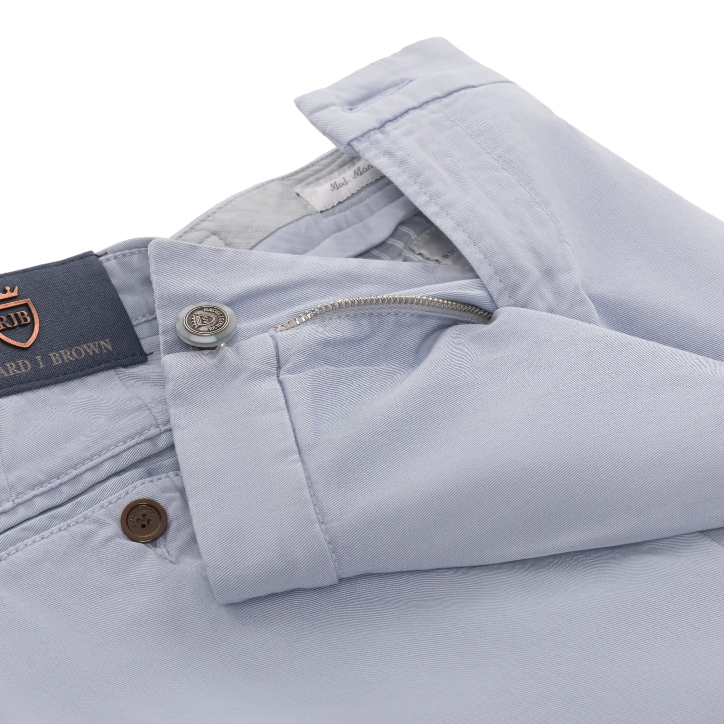 Slim-Fit Cotton Pleated Trousers in Light Blue