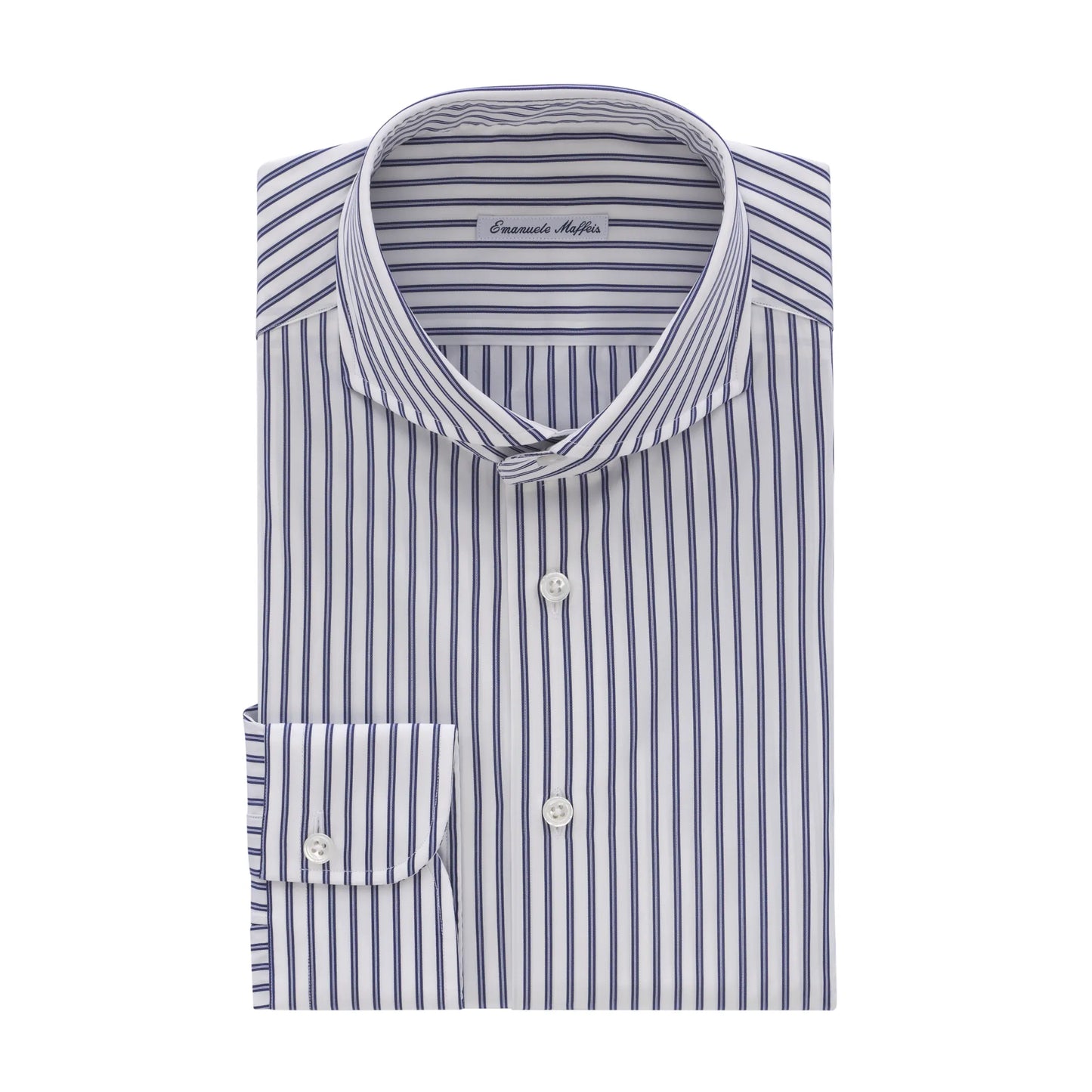 Cotton White Shirt with Blue Stripes