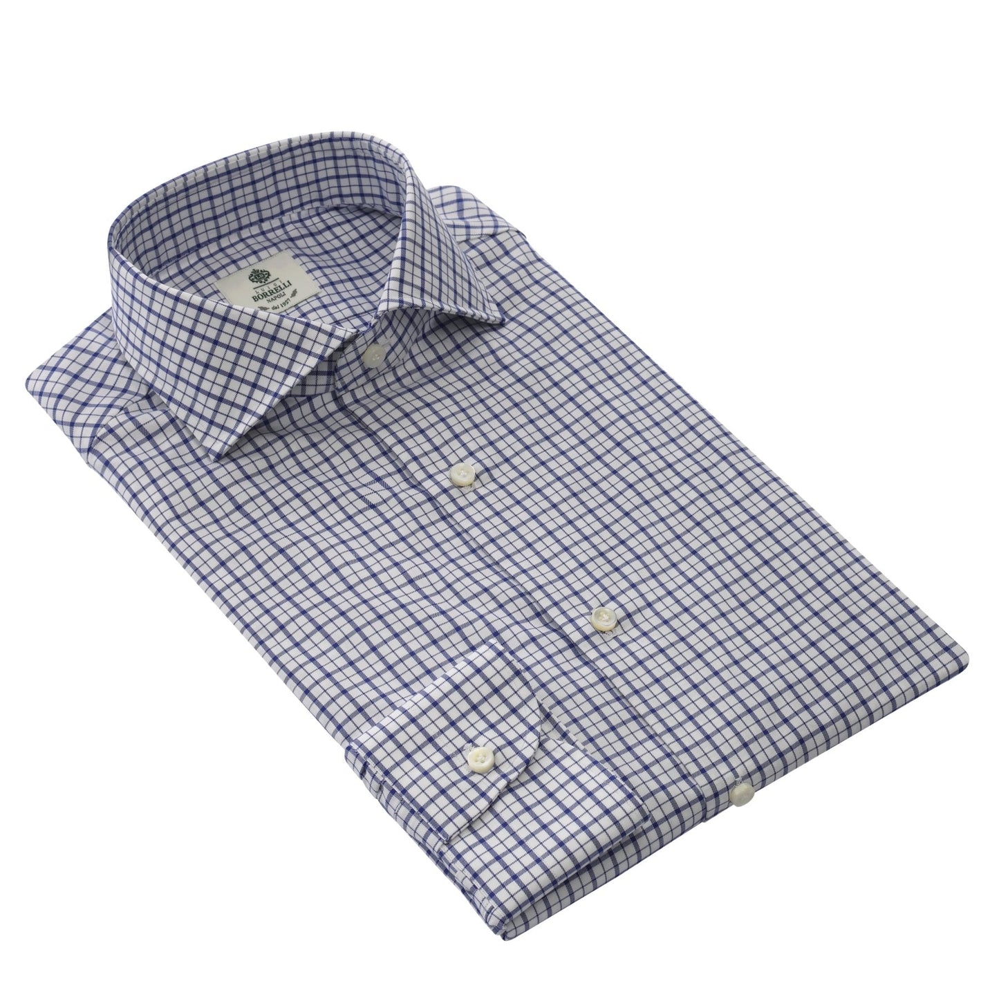 Luigi Borrelli Twill-Cotton Checked Shirt in Blue - SARTALE