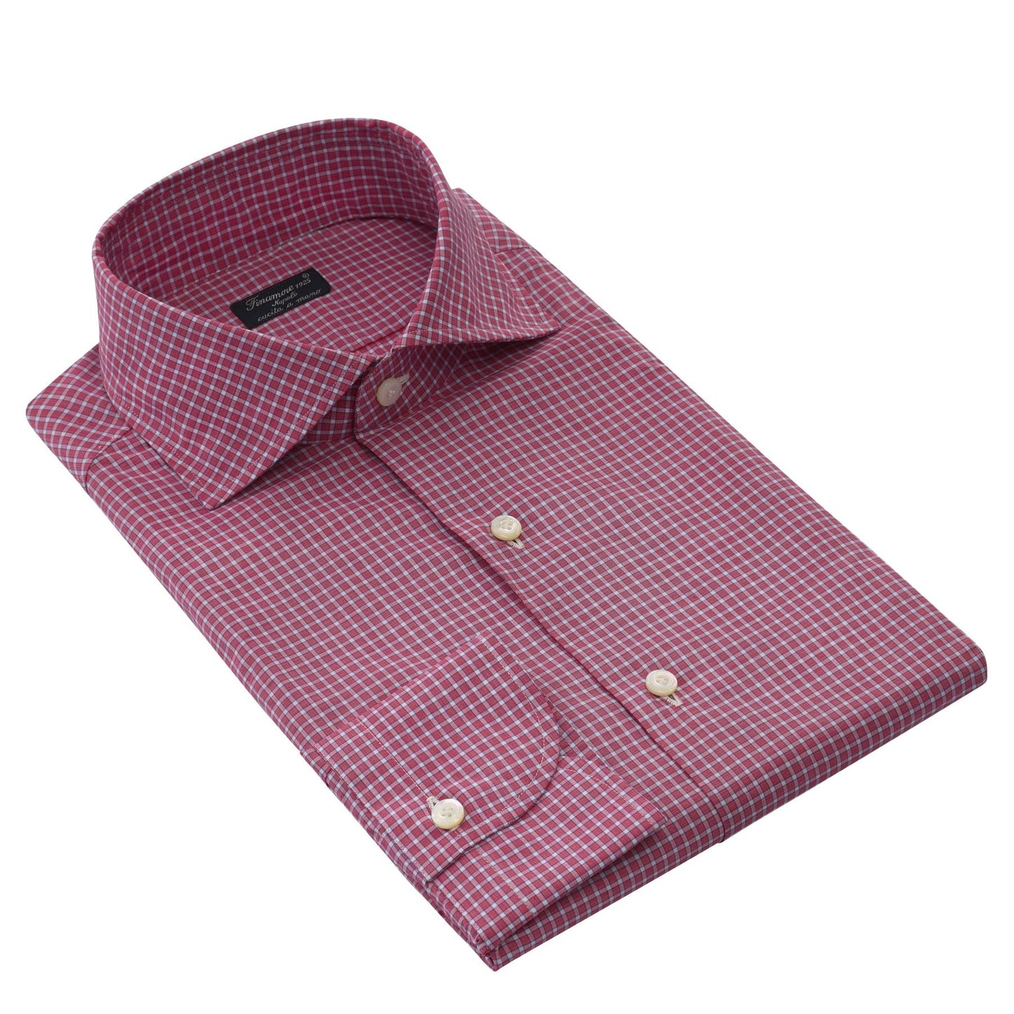 Finamore Checked Cotton Shirt in Red - SARTALE