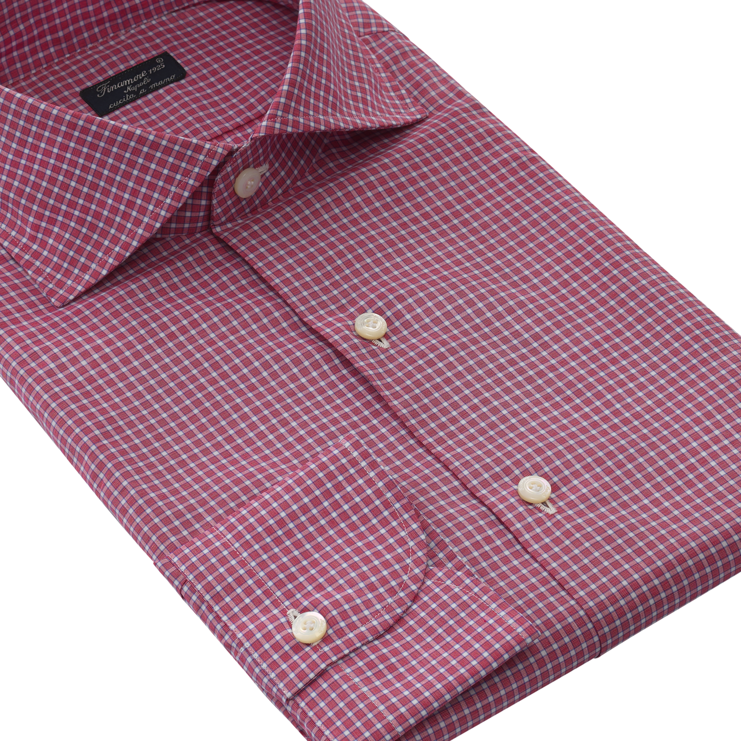Finamore Checked Cotton Shirt in Red - SARTALE