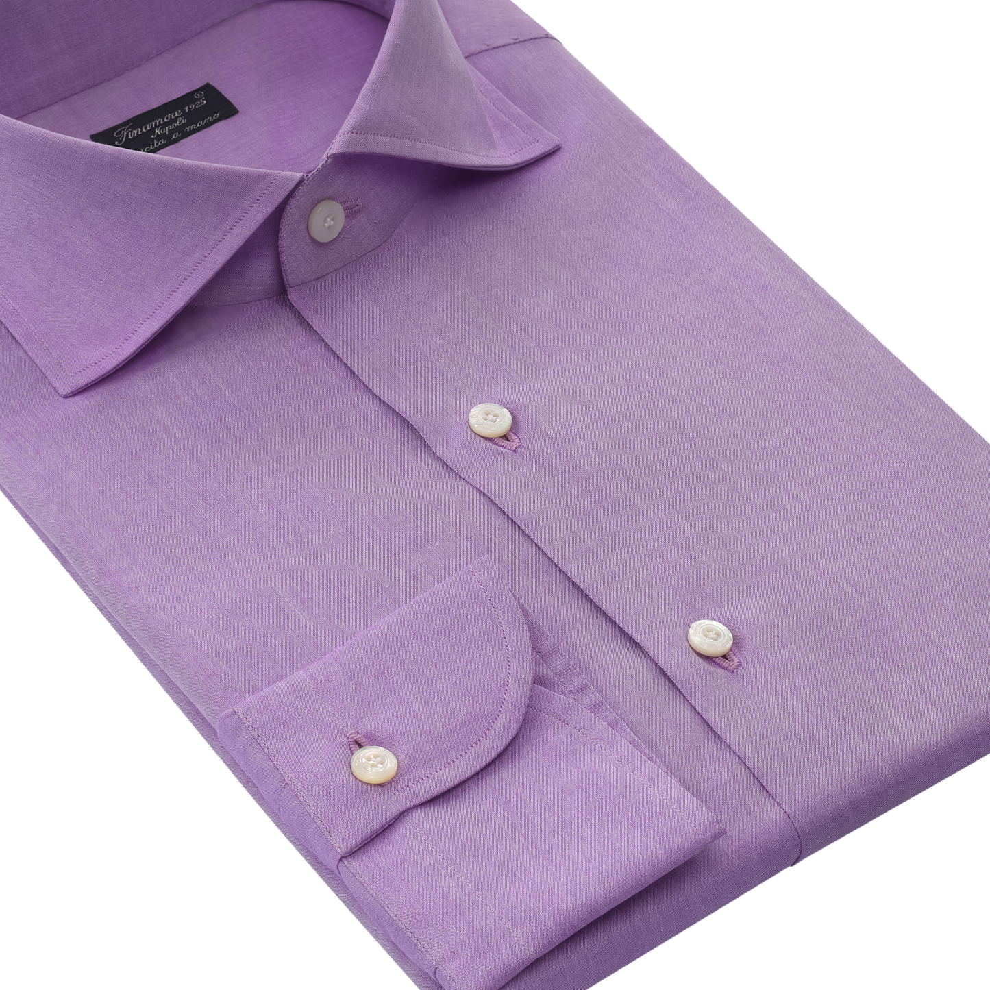 Finamore Plain Alumo-Cotton Shirt in Lilac - SARTALE