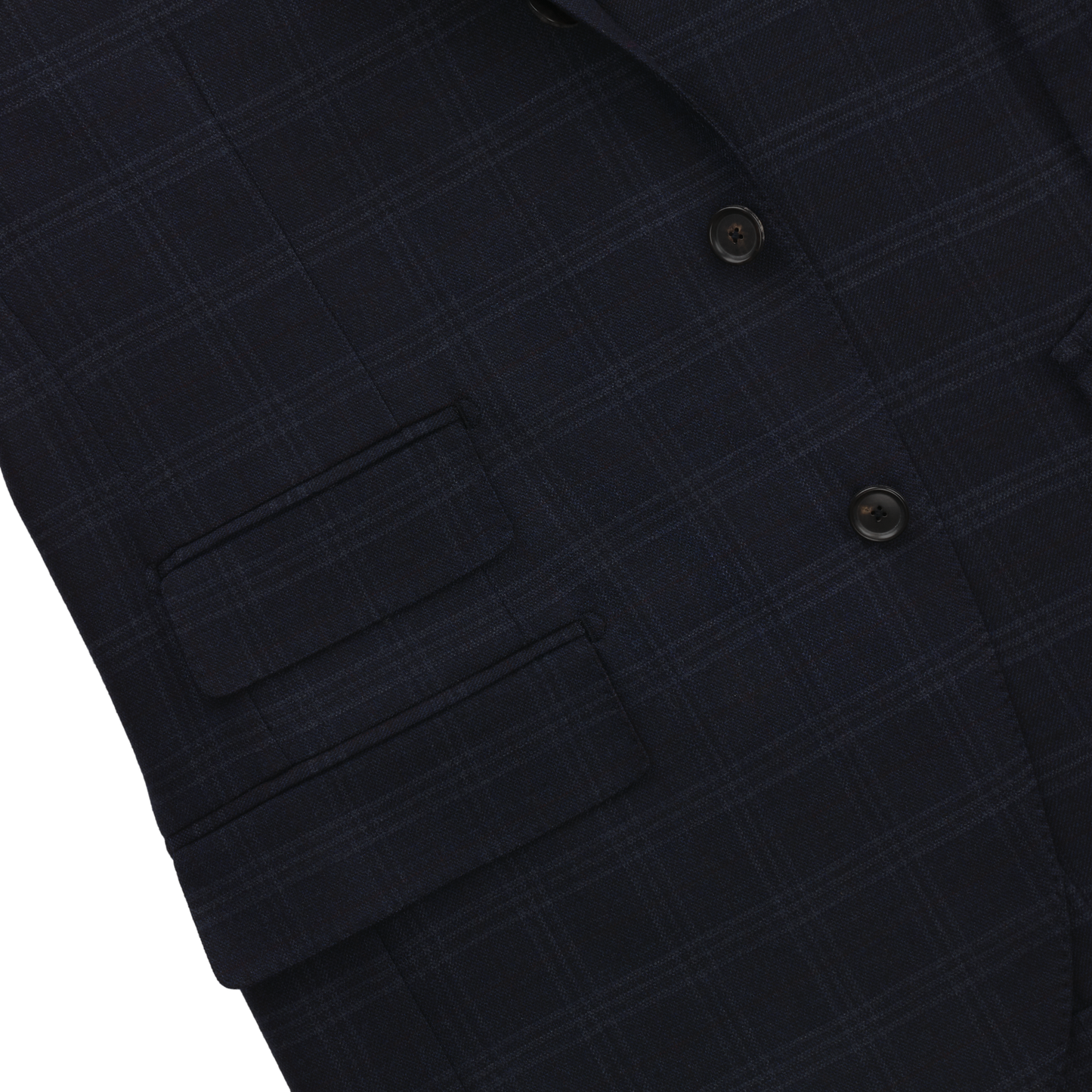 De Petrillo Single-Breasted Plaid-Check Wool Suit in Dark Blue. Exclusively Made for Sartale - SARTALE
