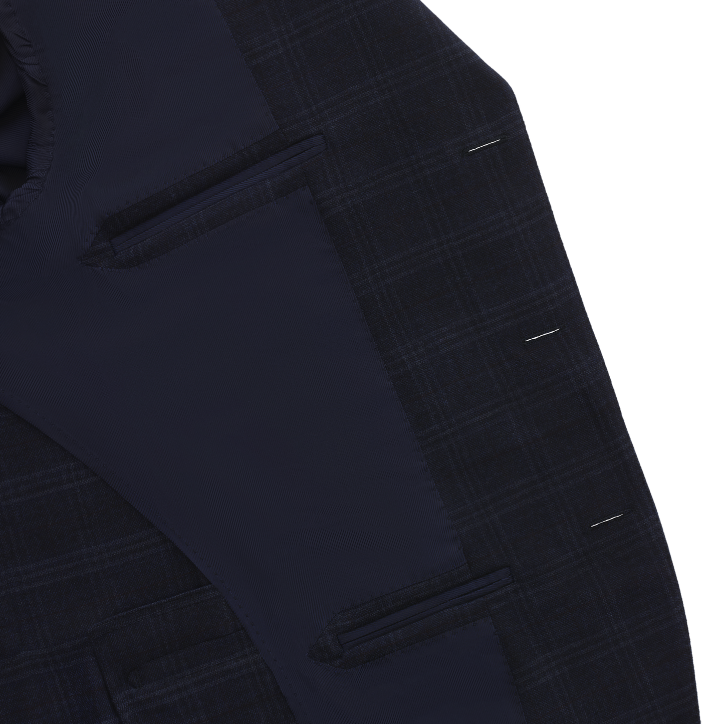 De Petrillo Single-Breasted Plaid-Check Wool Suit in Dark Blue. Exclusively Made for Sartale - SARTALE