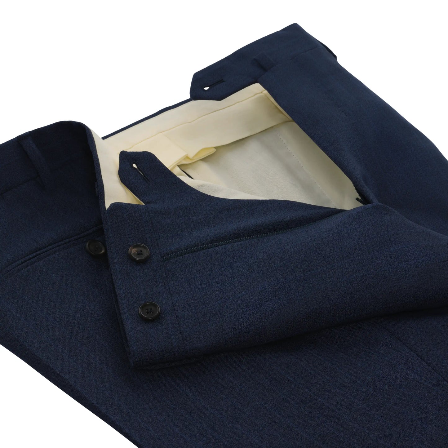 Single-Breasted Wool Suit in Navy Blue