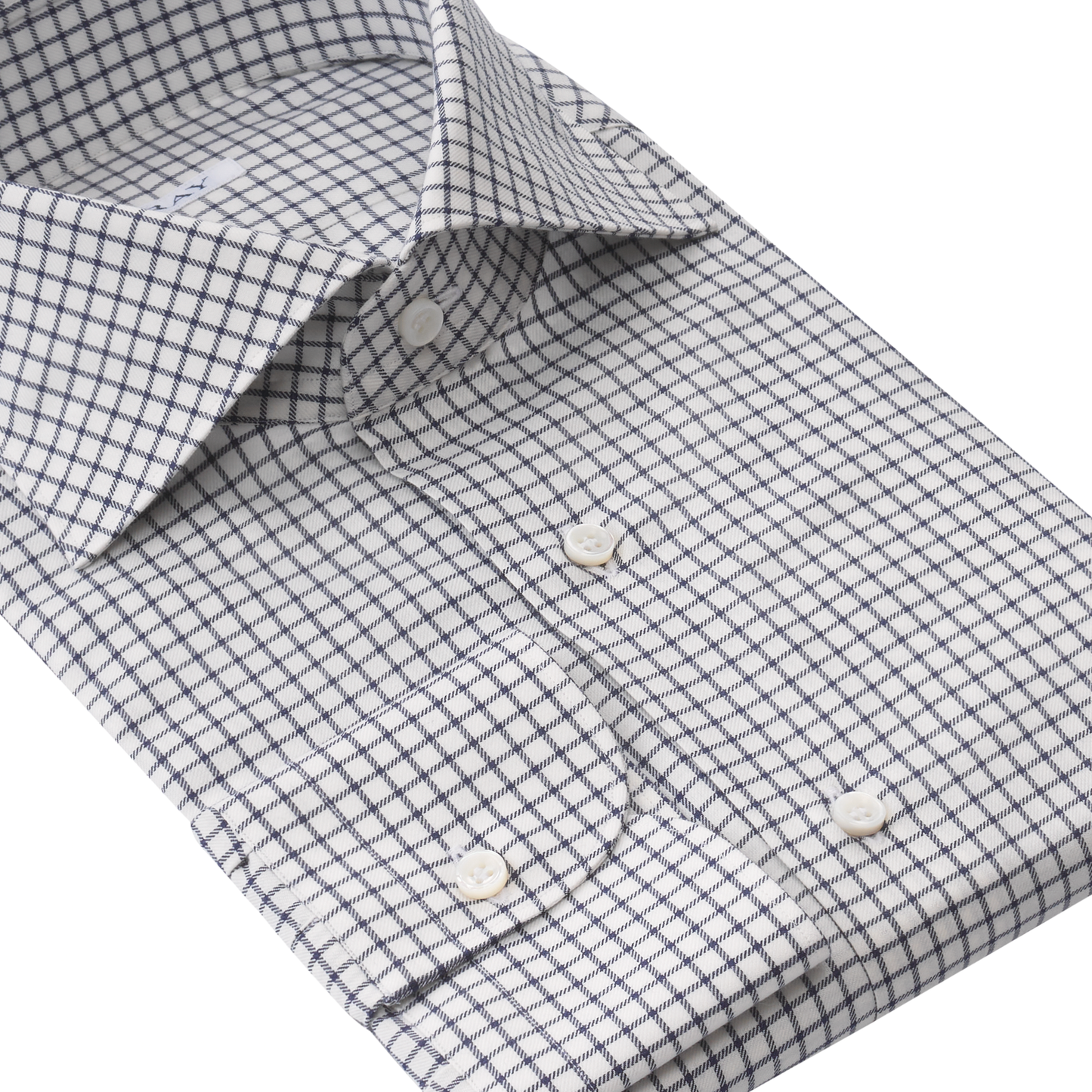 Fray Cotton and Cashmere-Blend Graf-Check Shirt in White and Blue - SARTALE
