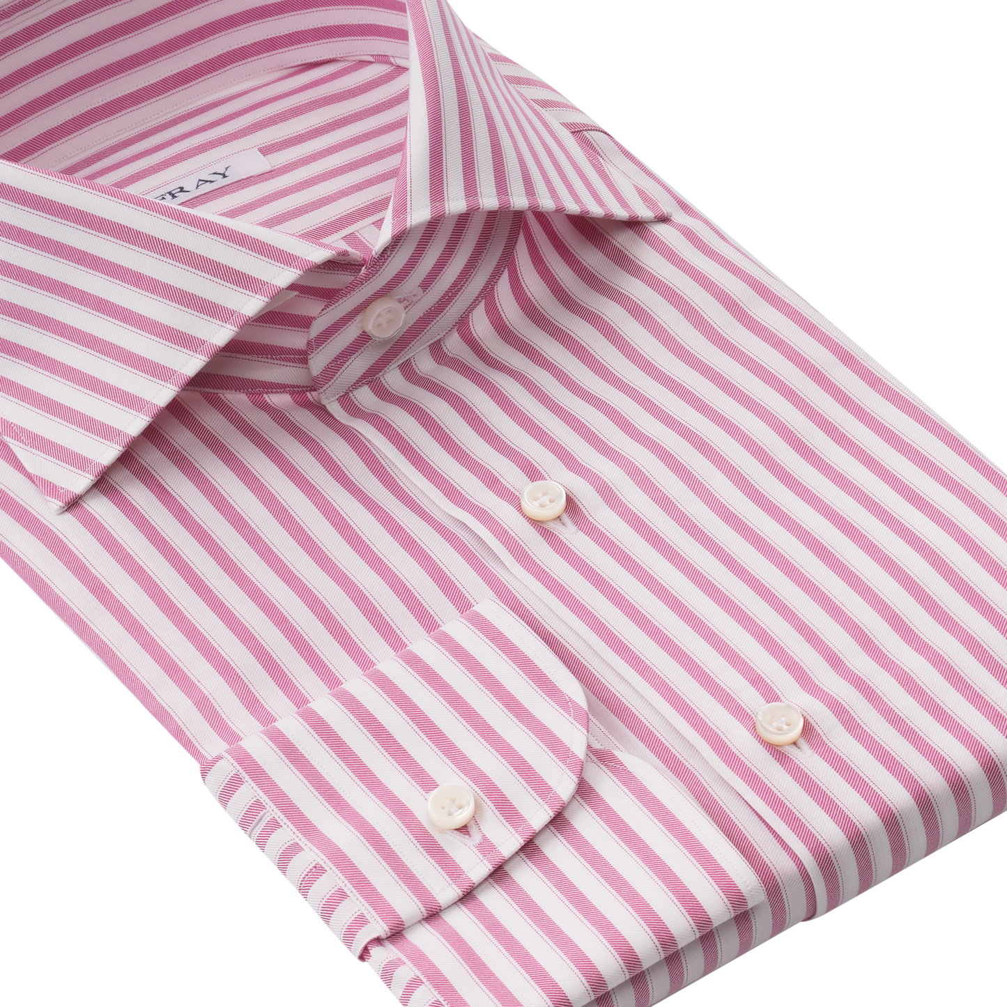 Fray Striped Cotton Shirt in White and Pink - SARTALE