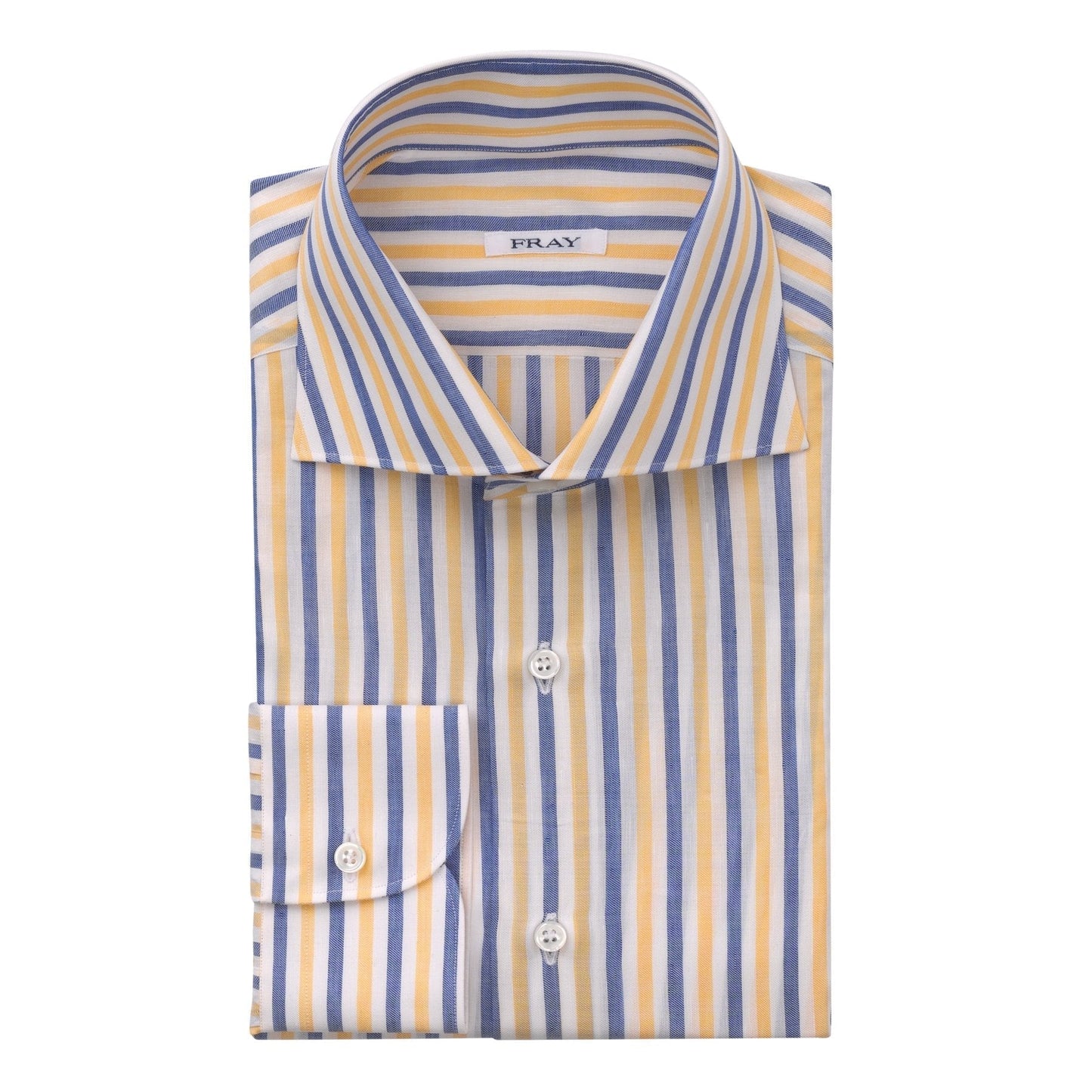 Fray Multicolor Cotton and Linen-Blend Striped Shirt with Round French Cuff - SARTALE