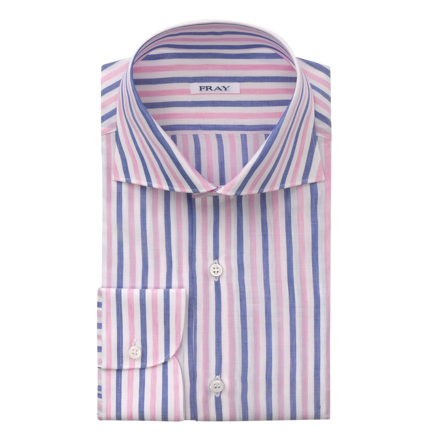 Fray Multicolor Cotton and Linen-Blend Striped Shirt with Round French Cuff - SARTALE