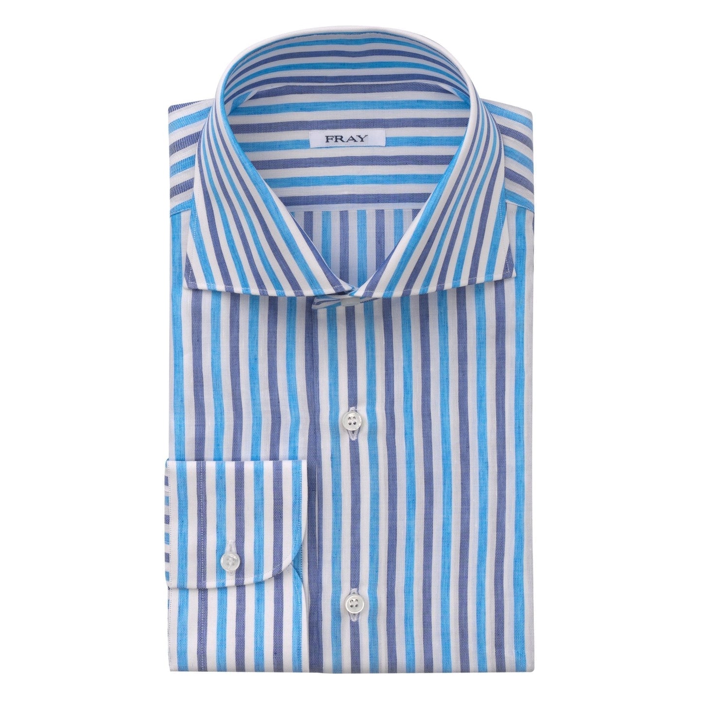 Fray Multicolor Cotton and Linen-Blend Striped Shirt with Round French Cuff - SARTALE