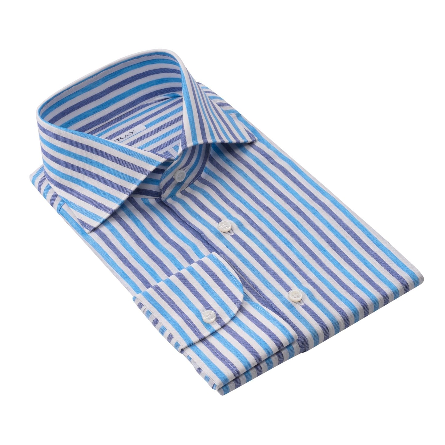 Fray Multicolor Cotton and Linen-Blend Striped Shirt with Round French Cuff - SARTALE