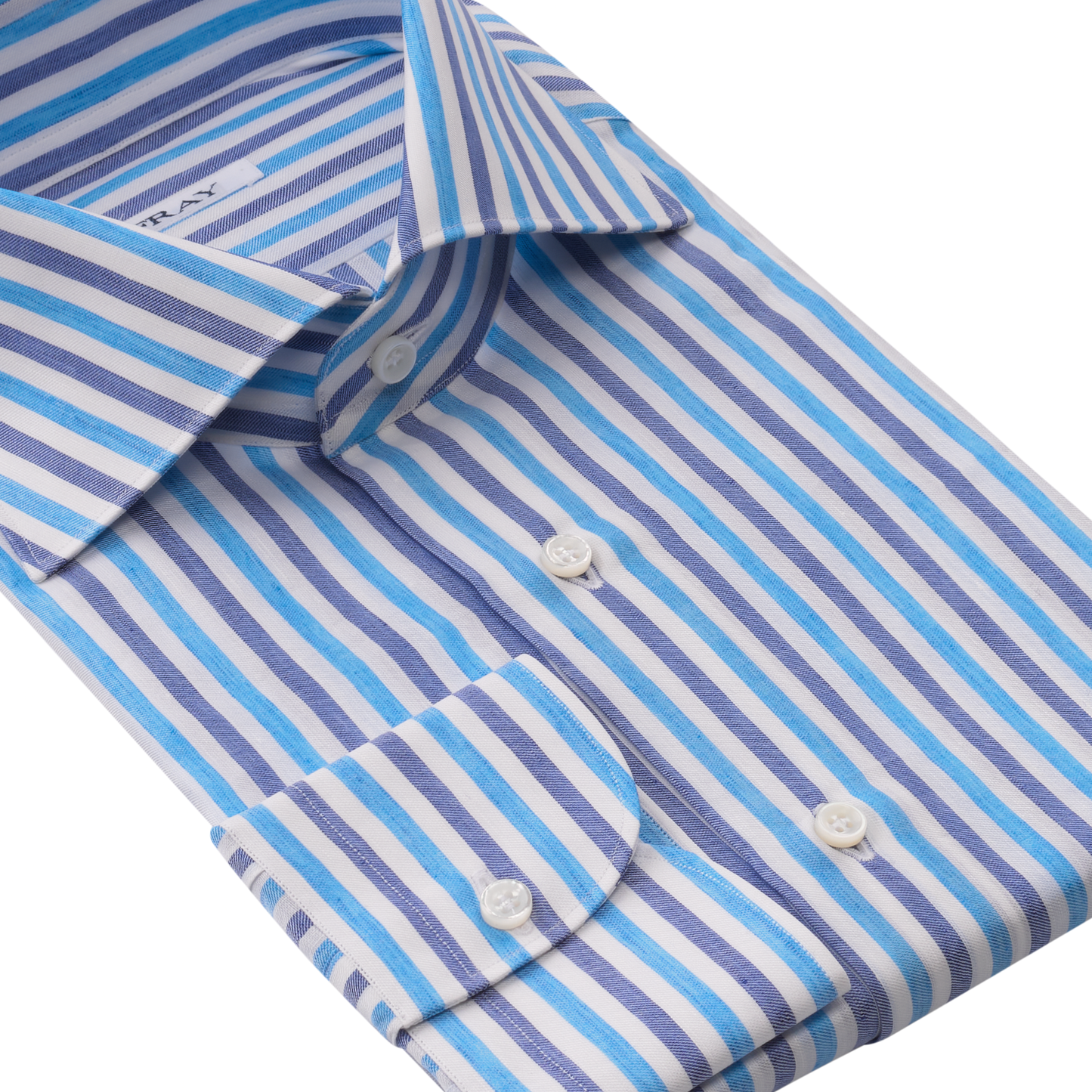 Fray Multicolor Cotton and Linen-Blend Striped Shirt with Round French Cuff - SARTALE