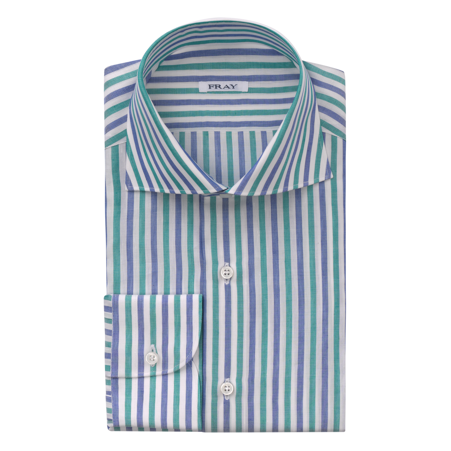 Fray Multicolor Cotton and Linen-Blend Striped Shirt with Round French Cuff - SARTALE