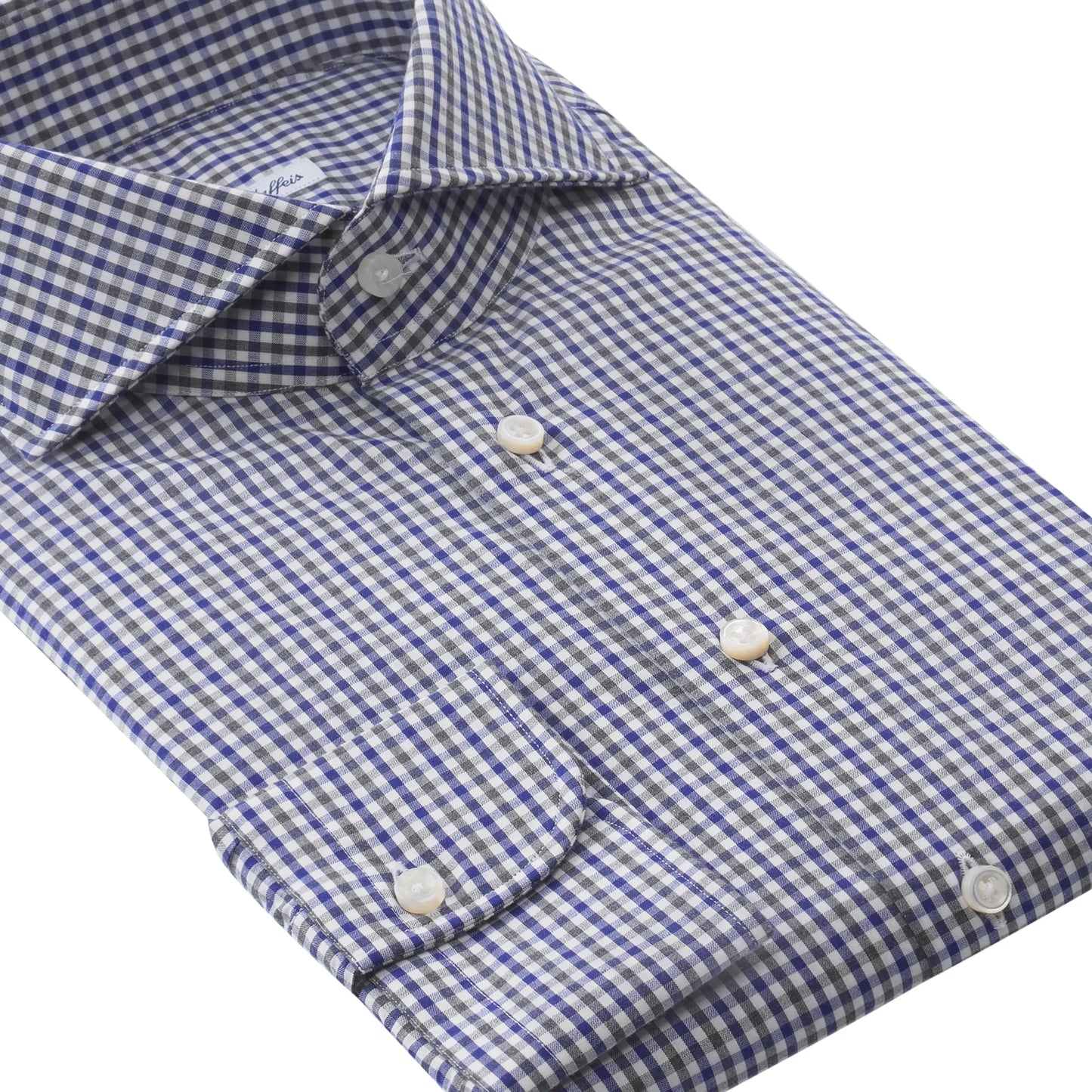 Multicolor Checked Cotton Shirt with Shark Collar