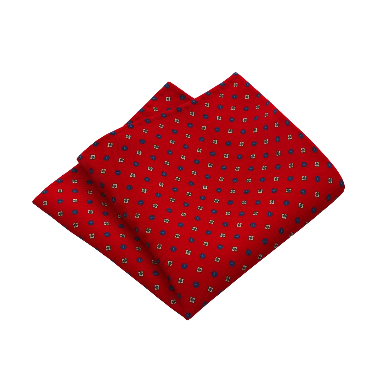 Printed Silk Pocket Square in Red