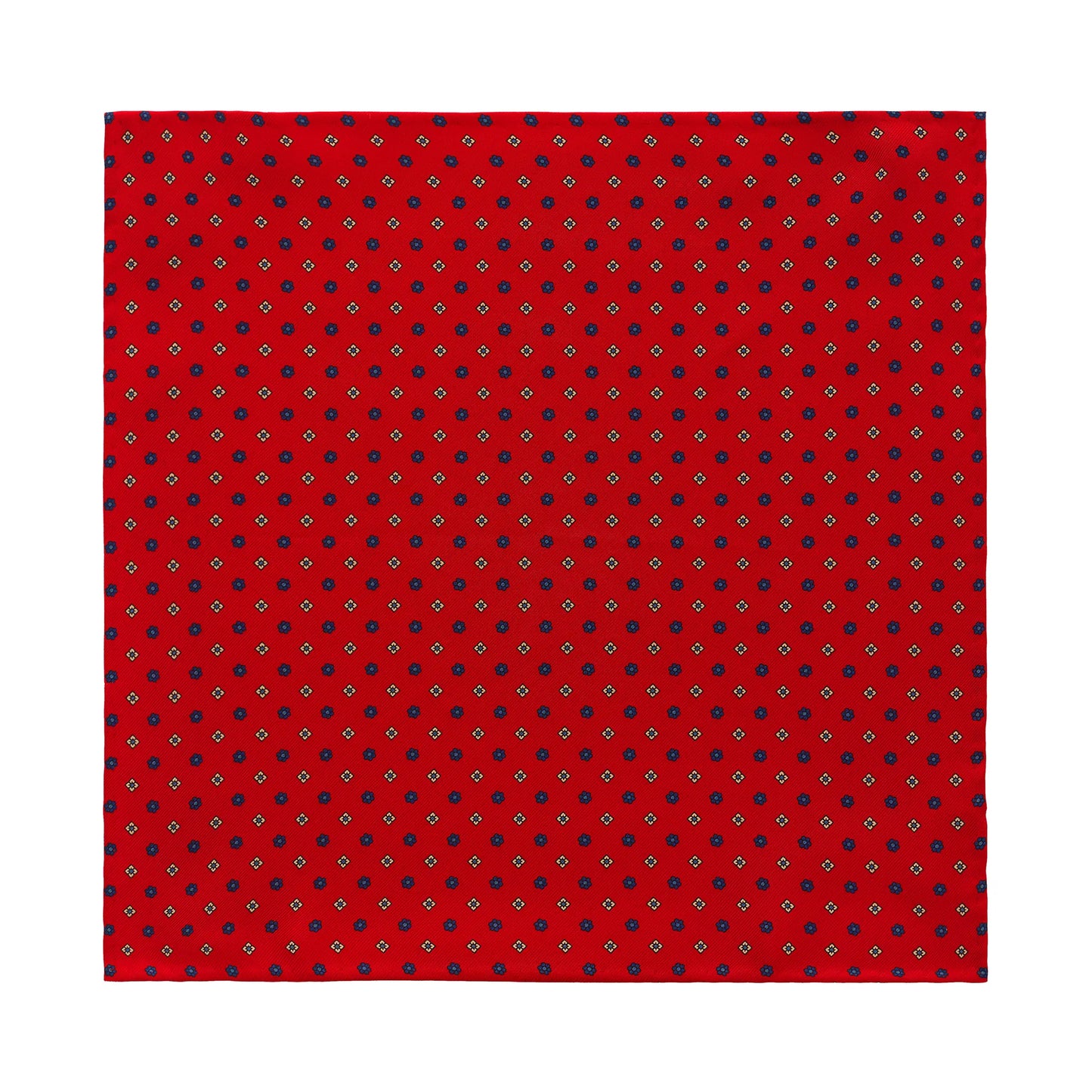 Printed Silk Pocket Square in Red