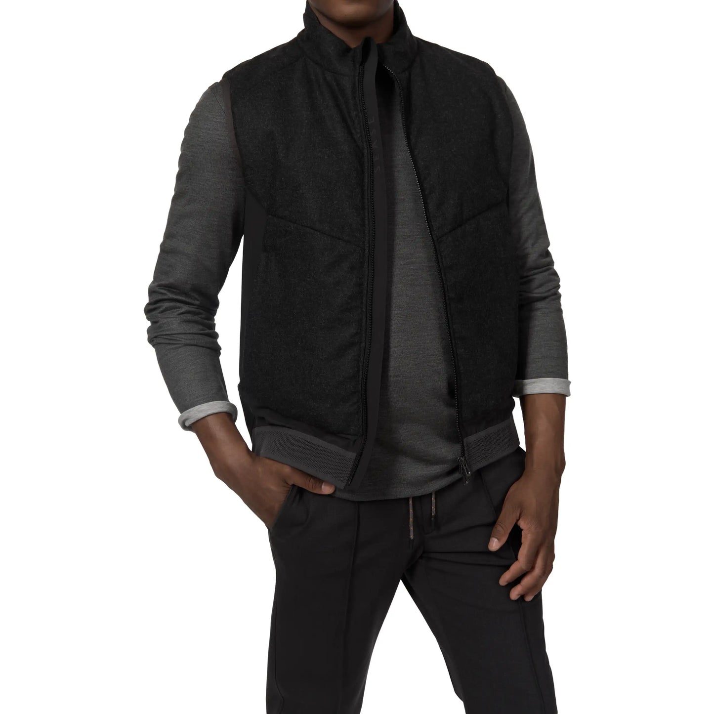 Virgin Wool Vest in Graphite Grey