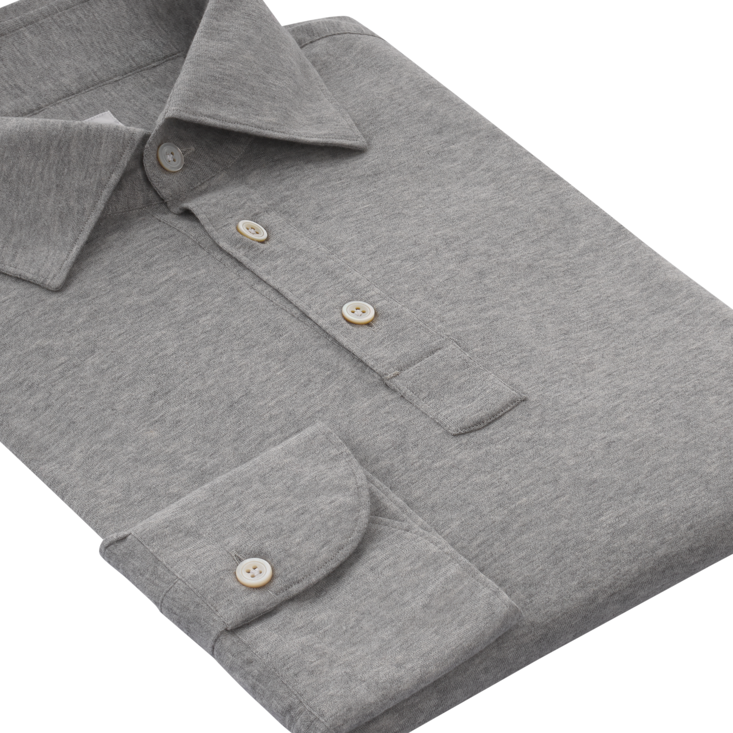Finamore Cotton Long Sleeve Polo Shirt in Grey - SARTALE