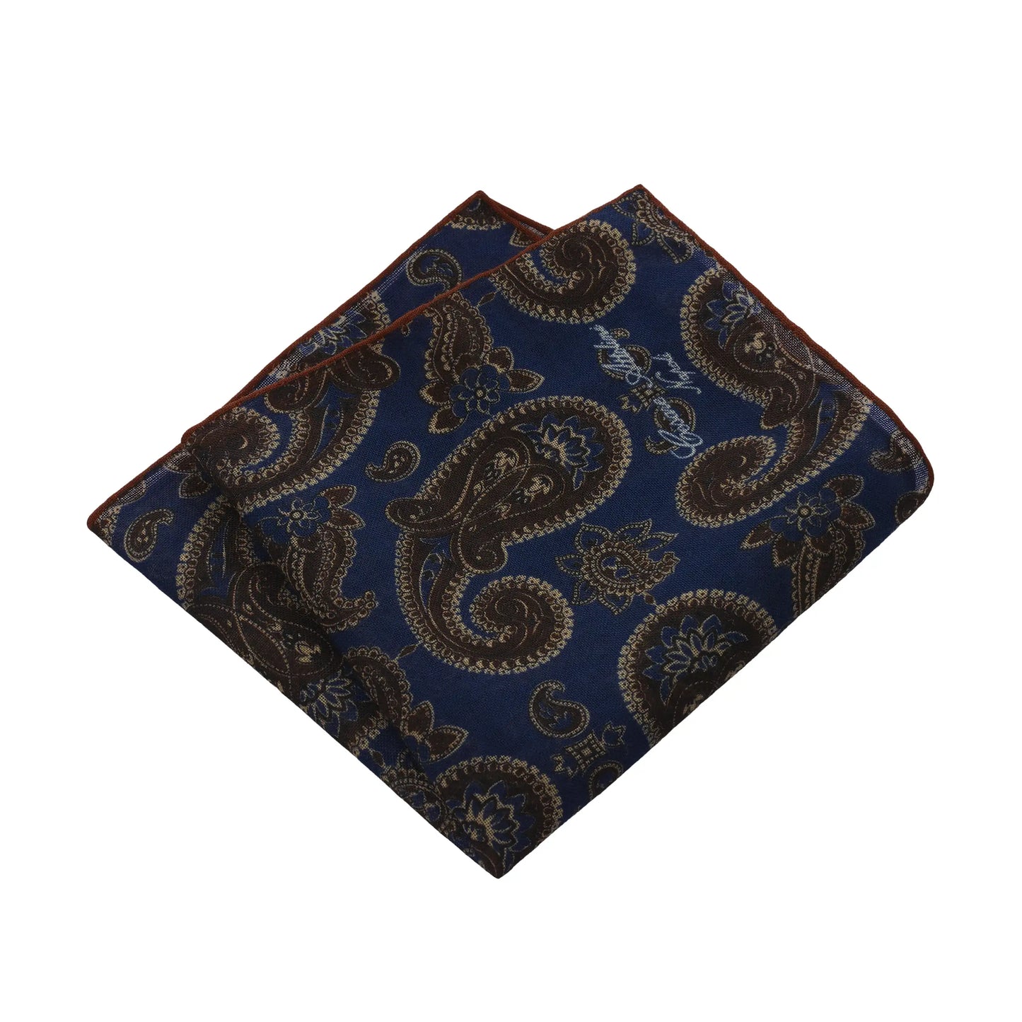 Paisley-Print Wool Pocket Square in Blue