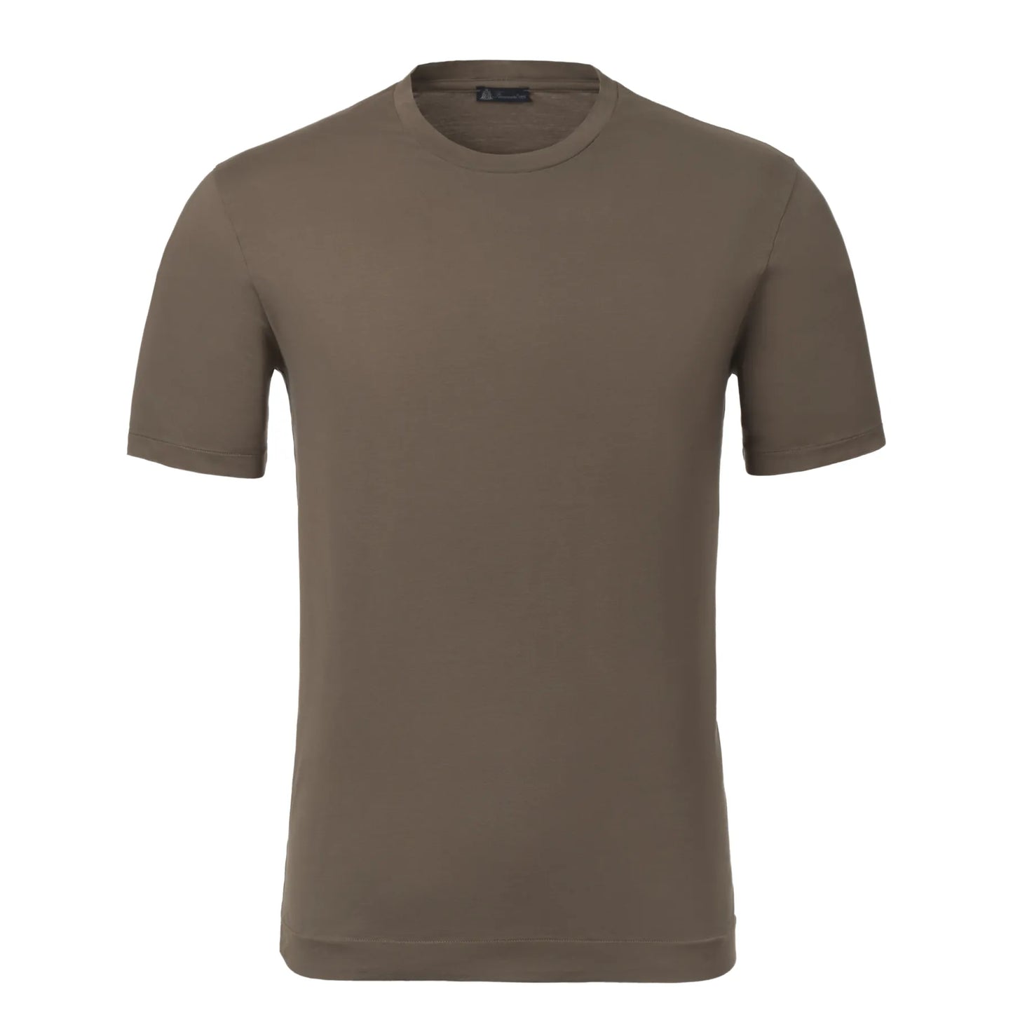 Round Neck Cotton T-Shirt in Mud