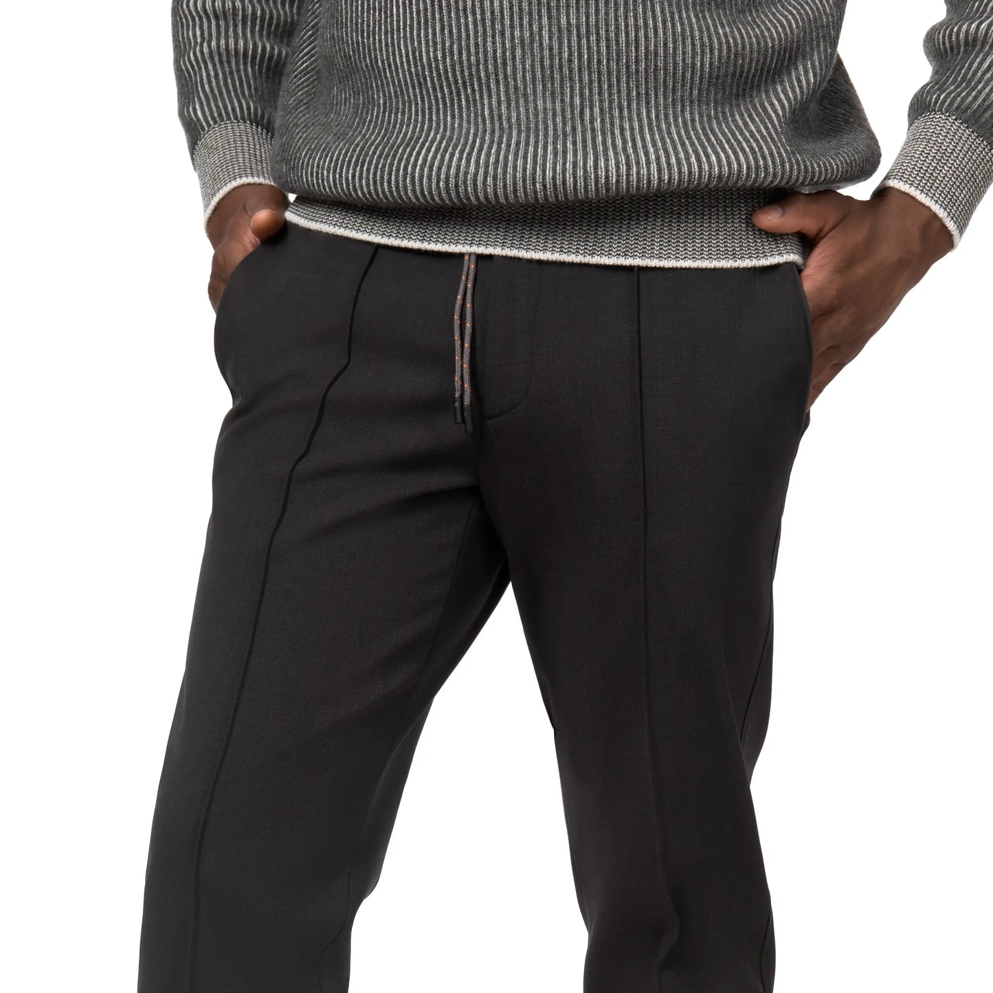 Stretch-Virgin Wool and Nylon-Blend Bonded Trousers in Graphite Grey