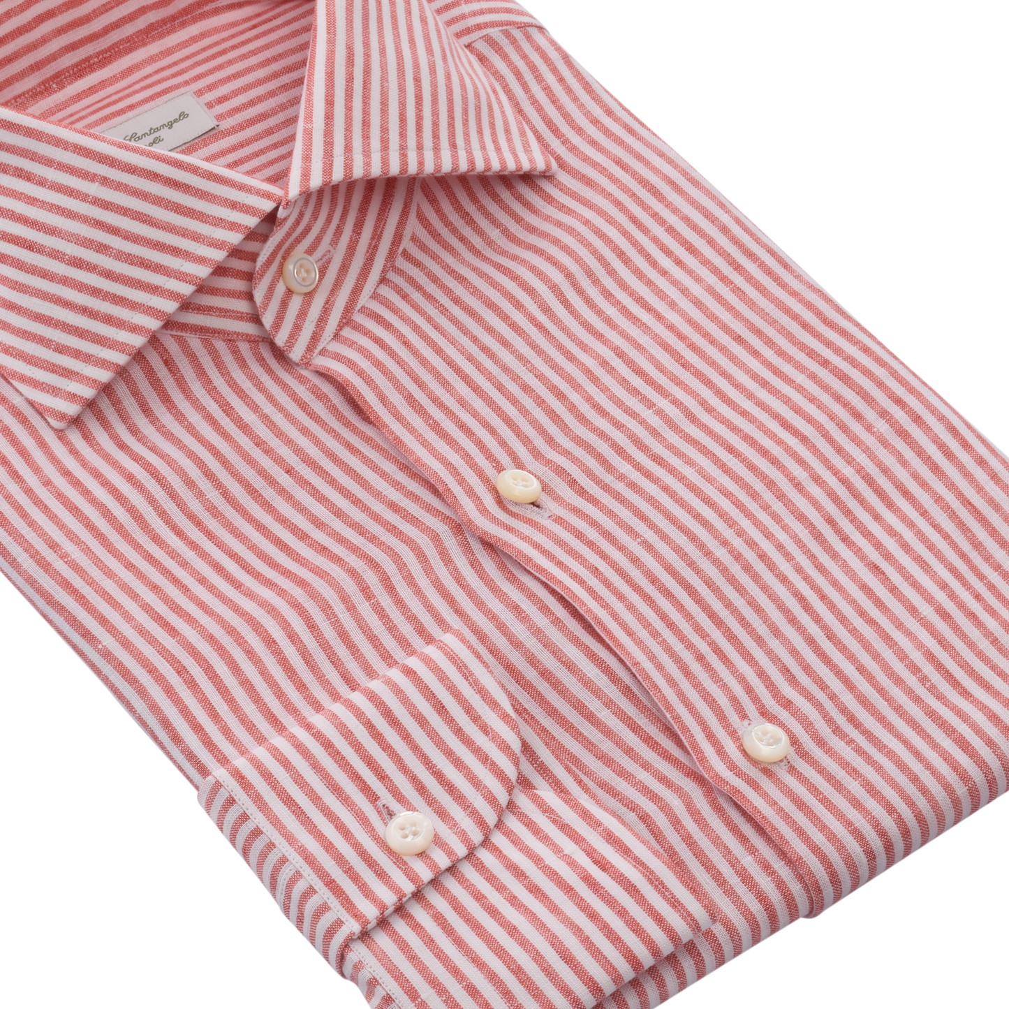 Gestreiftes Leinenhemd in Pink und Weiß