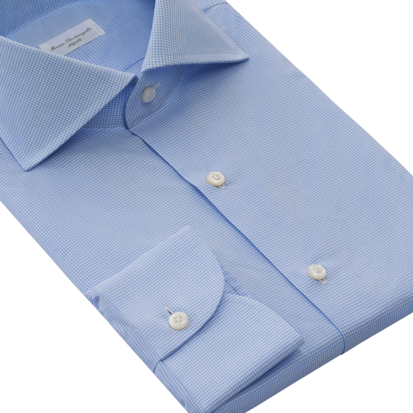 Maria Santangelo Checked Cotton Shirt in Light Blue - SARTALE