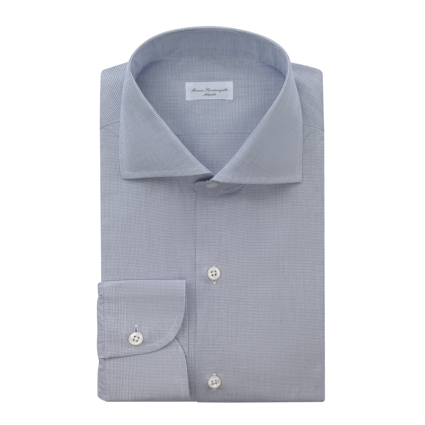 Maria Santangelo Micro-Checked Cotton Shirt in Blue - SARTALE