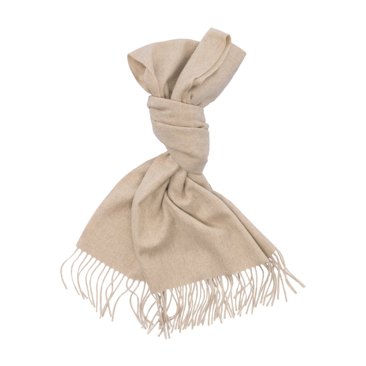Piacenza Cashmere Fringed Cashmere Scarf in Beige - SARTALE