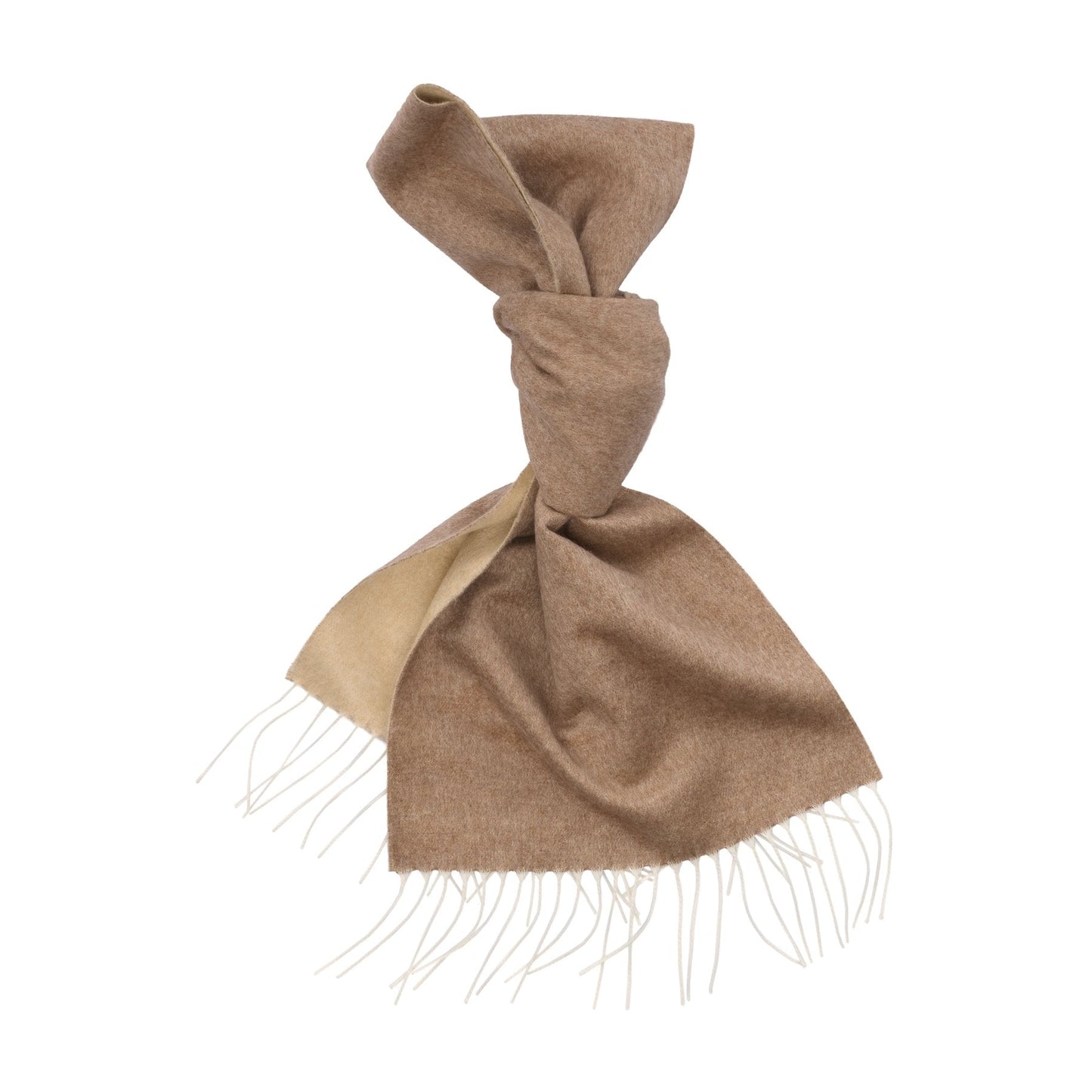 Piacenza Cashmere Fringed Reversible Silk and Cashmere-Blend Scarf in Beige - SARTALE