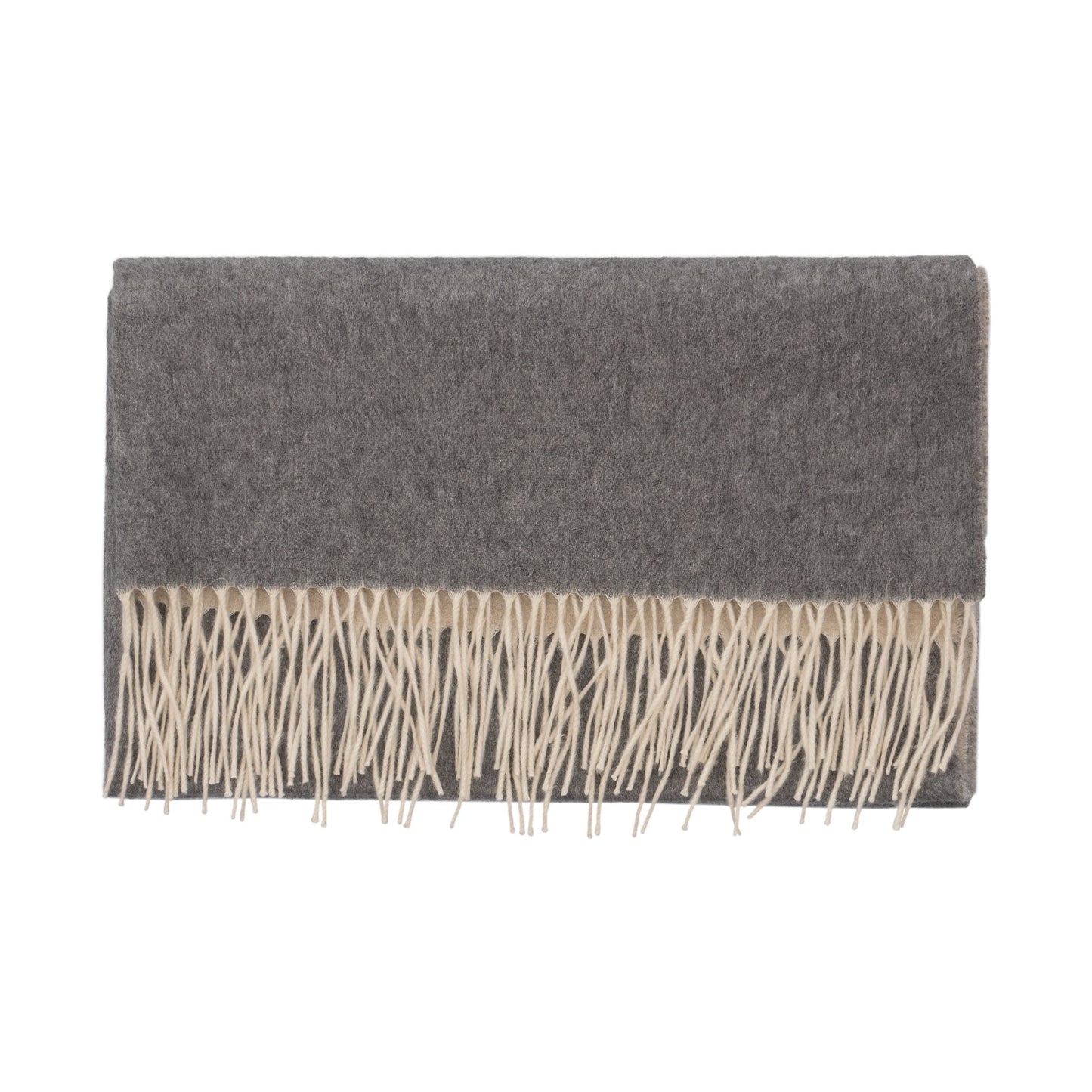 Piacenza Cashmere Fringed Reversible Silk and Cashmere-Blend Scarf in Grey (2) - SARTALE