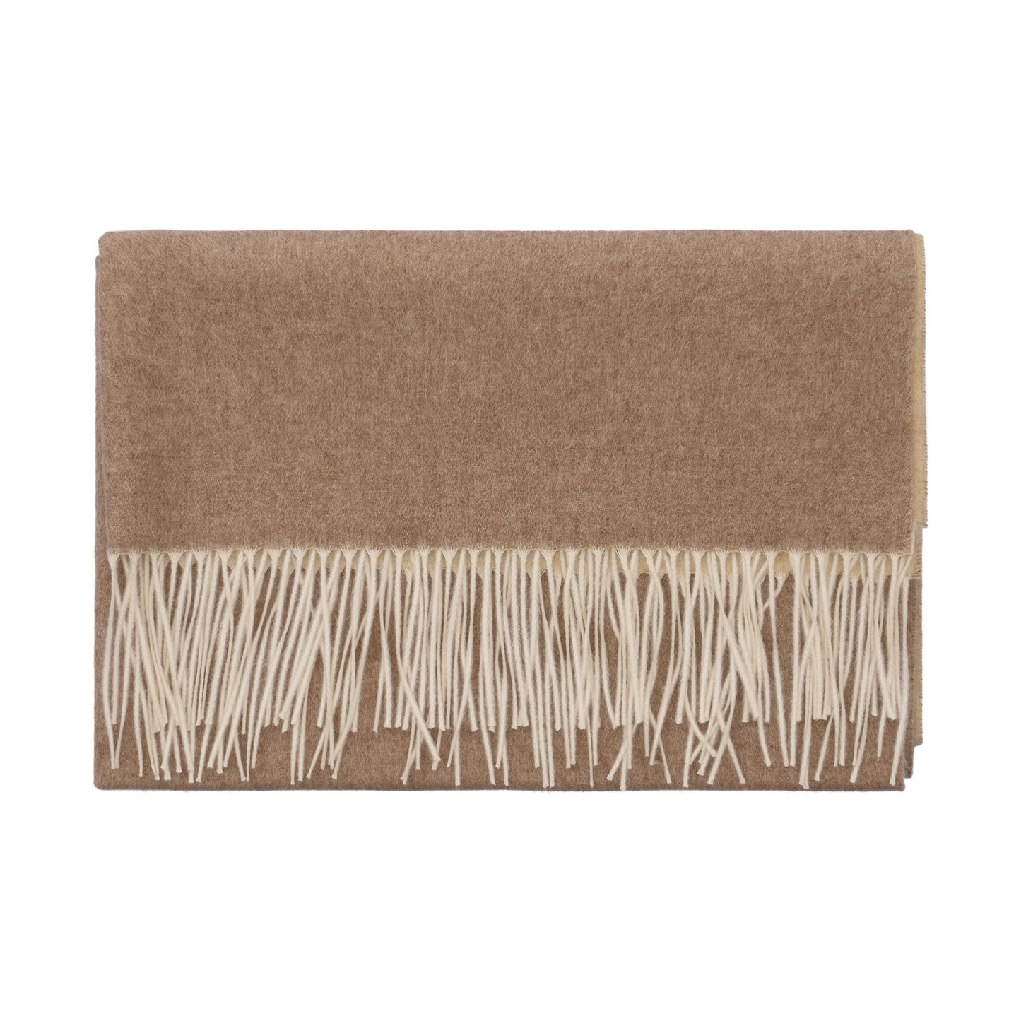 Piacenza Cashmere Fringed Reversible Silk and Cashmere-Blend Scarf in Beige (2) - SARTALE