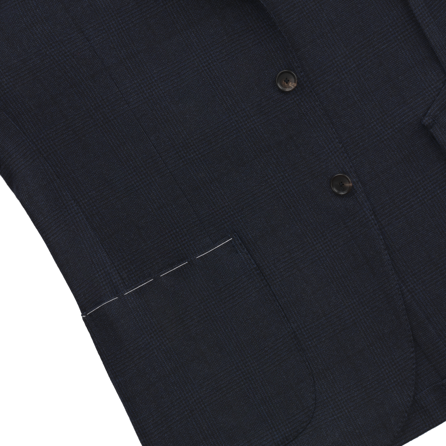De Petrillo Single-Breasted Prince of Wales Wool Jacket in Dark Blue. Exclusively Made for Sartale - SARTALE