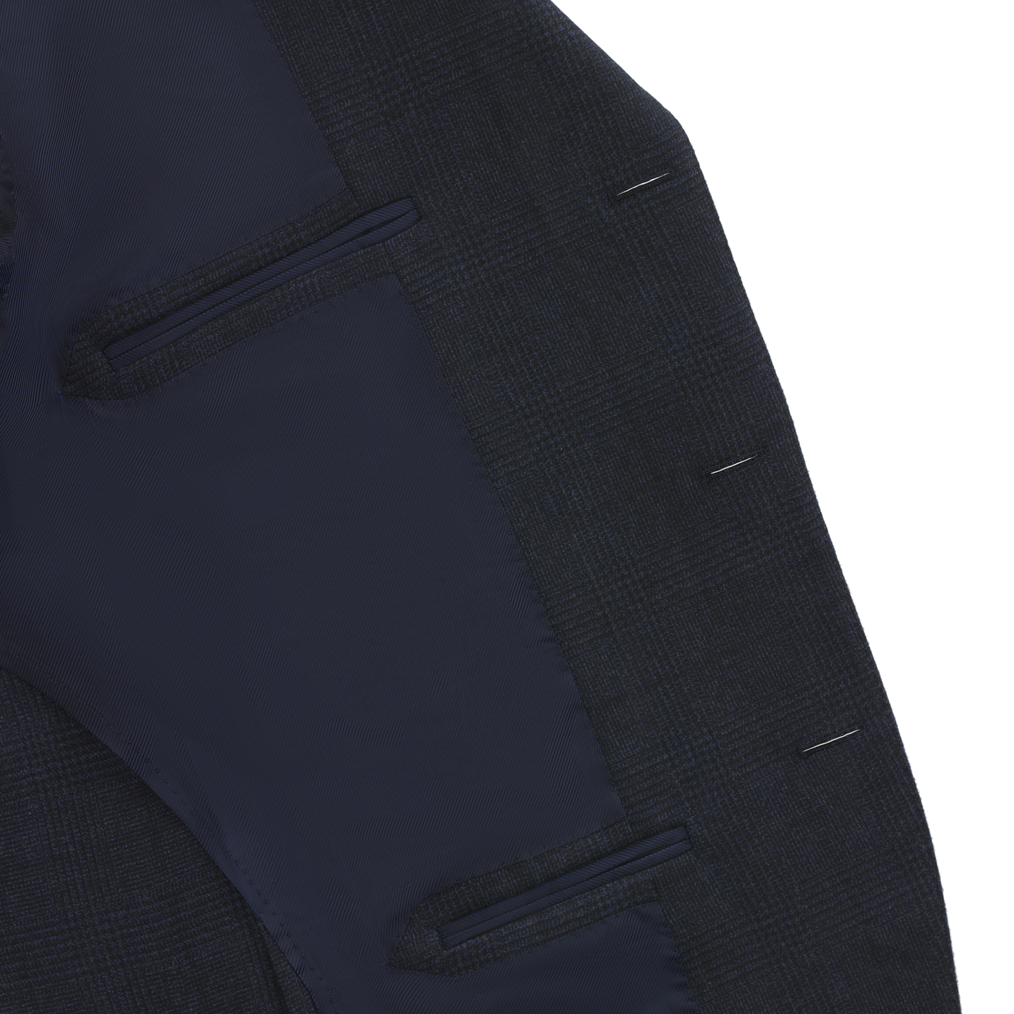 De Petrillo Single-Breasted Prince of Wales Wool Jacket in Dark Blue. Exclusively Made for Sartale - SARTALE