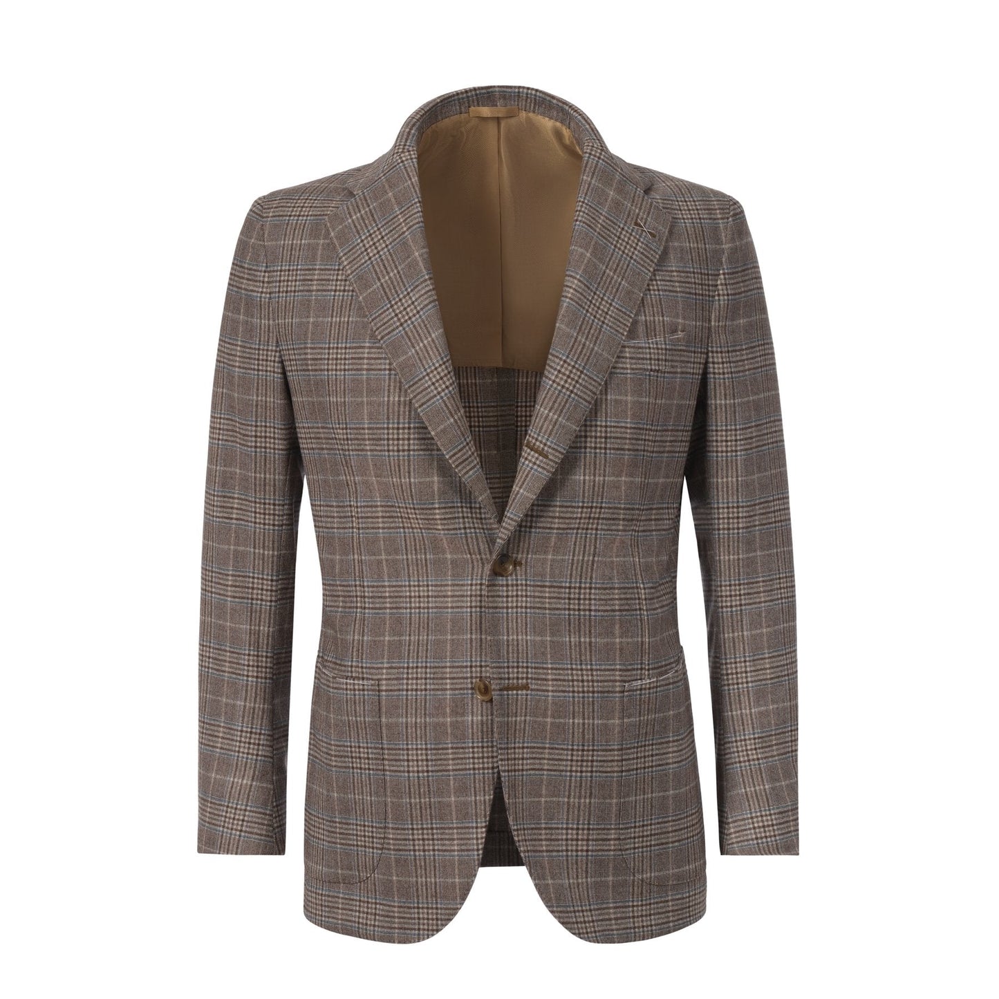 De Petrillo Single-Breasted Glencheck Wool Jacket in Brown. Exclusively Made for Sartale - SARTALE